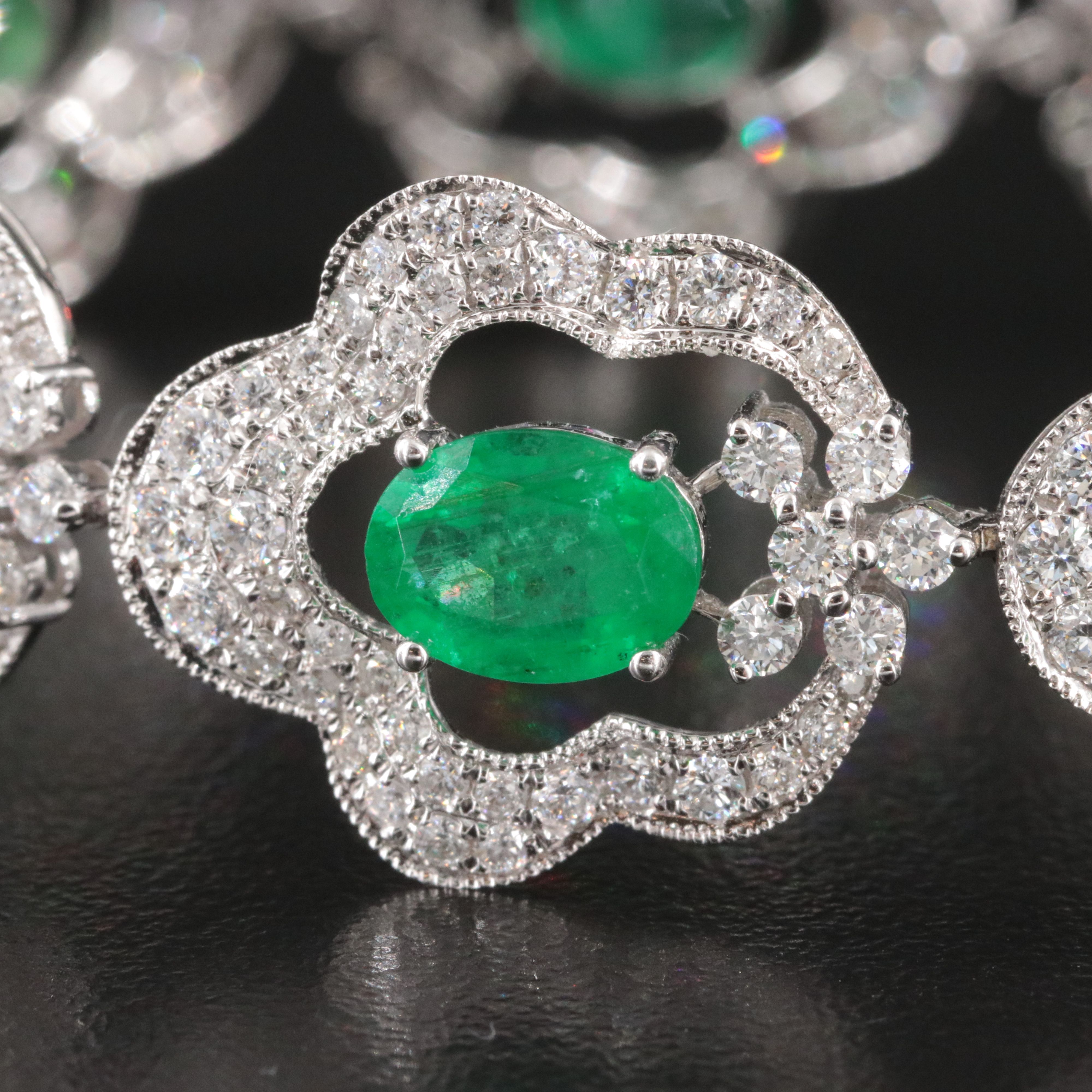 Michael Christoff 18K 9.08 CTW Emerald and 6.20 CTW Diamond Floral Bracelet