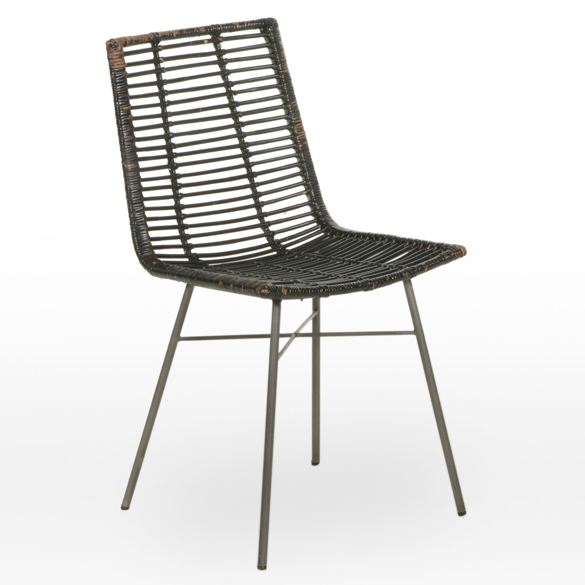 Modernist Side Chair with Painted Rattan Seating, Late 20th to 21st Century