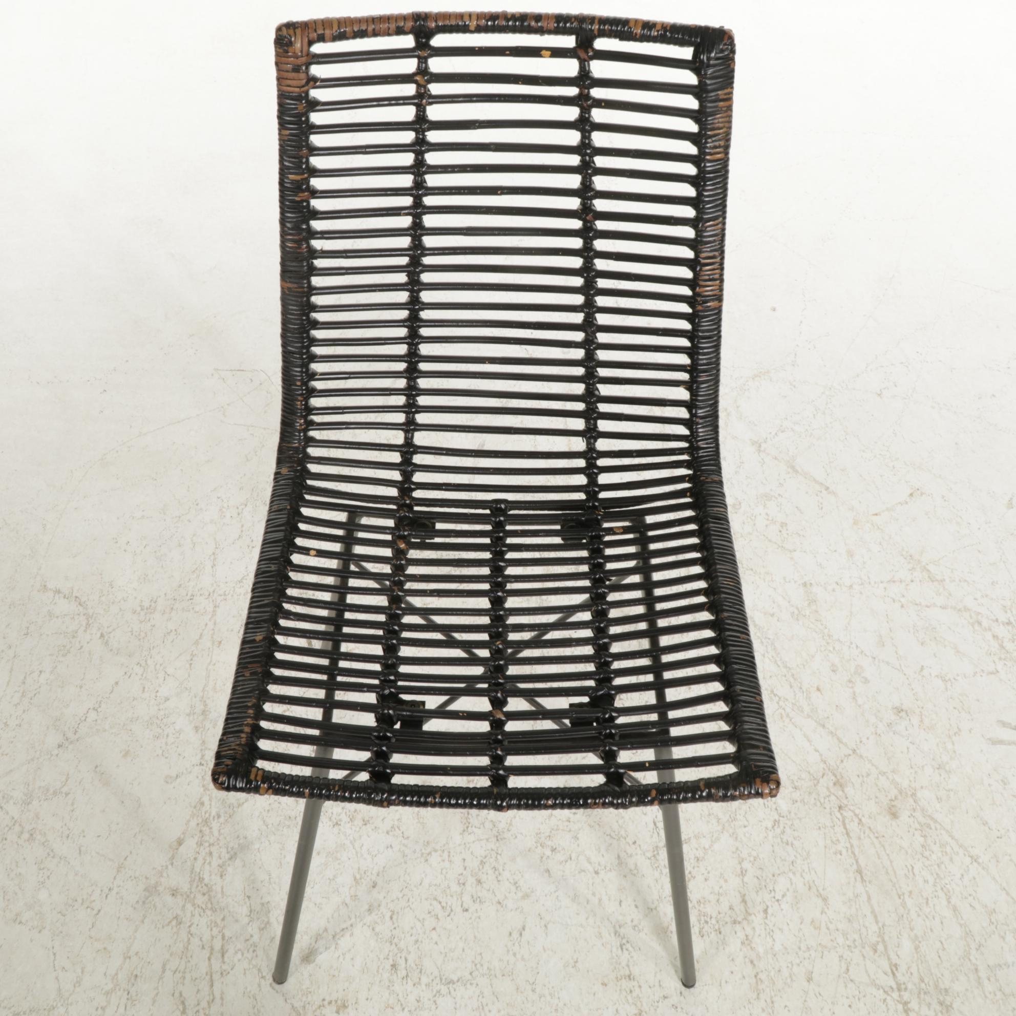 Modernist Side Chair with Painted Rattan Seating, Late 20th to 21st Century