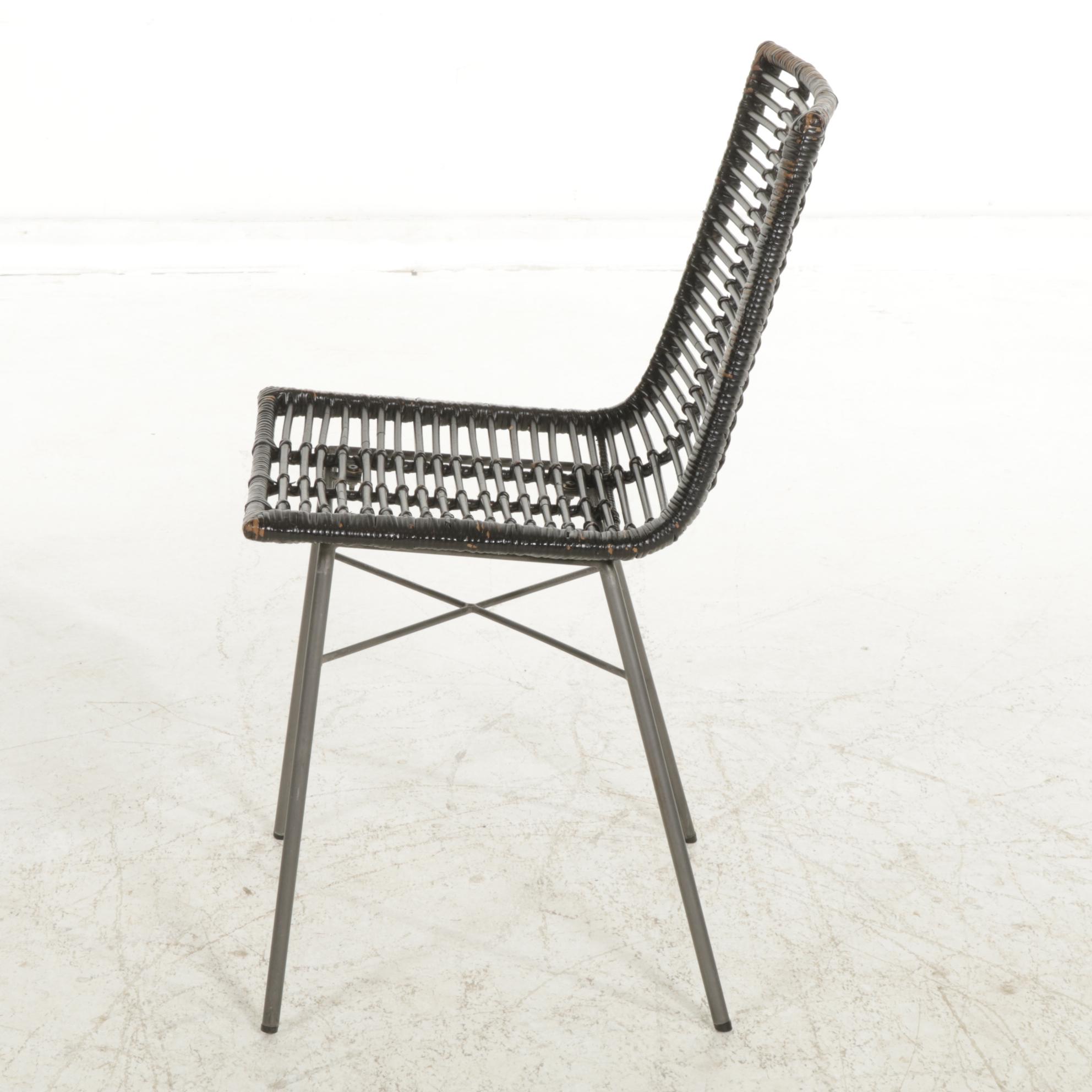Modernist Side Chair with Painted Rattan Seating, Late 20th to 21st Century