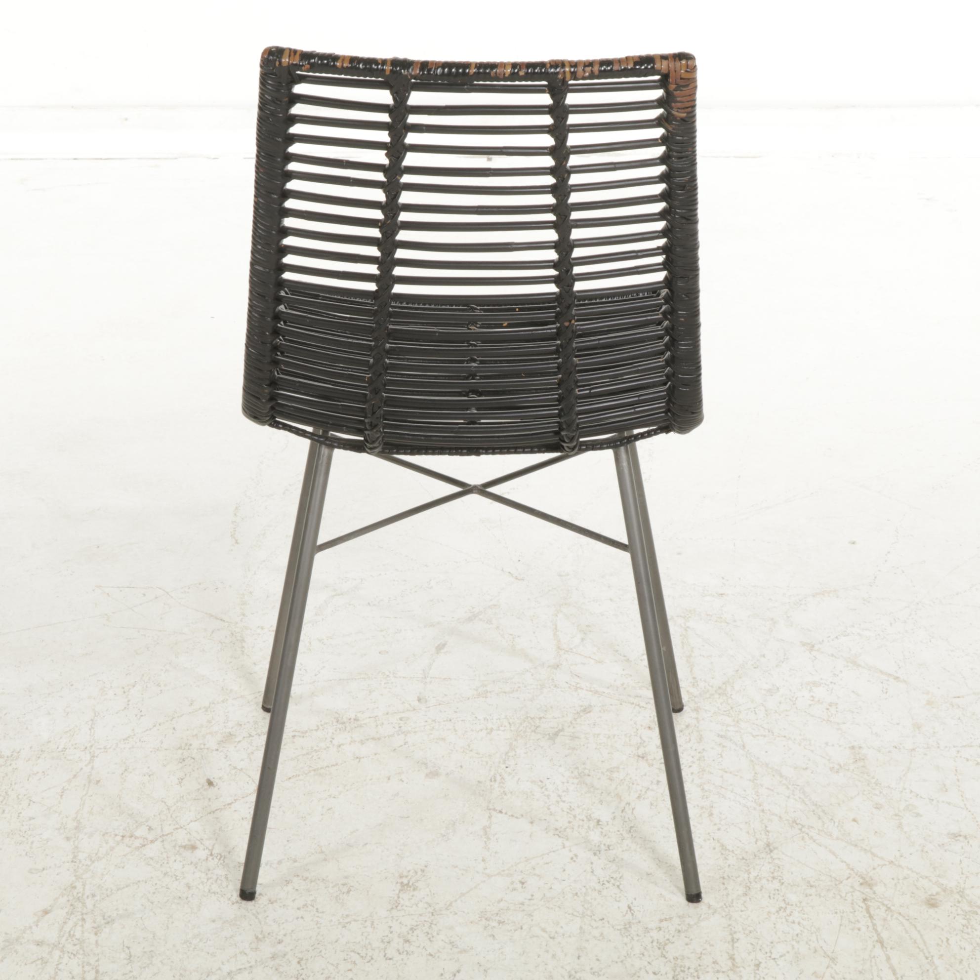Modernist Side Chair with Painted Rattan Seating, Late 20th to 21st Century