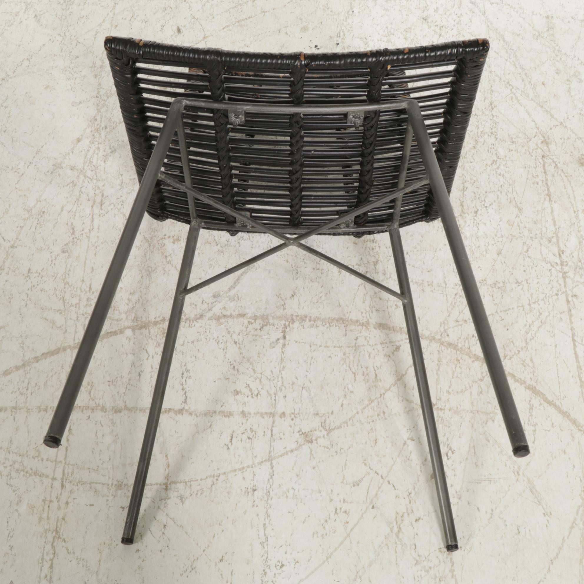 Modernist Side Chair with Painted Rattan Seating, Late 20th to 21st Century