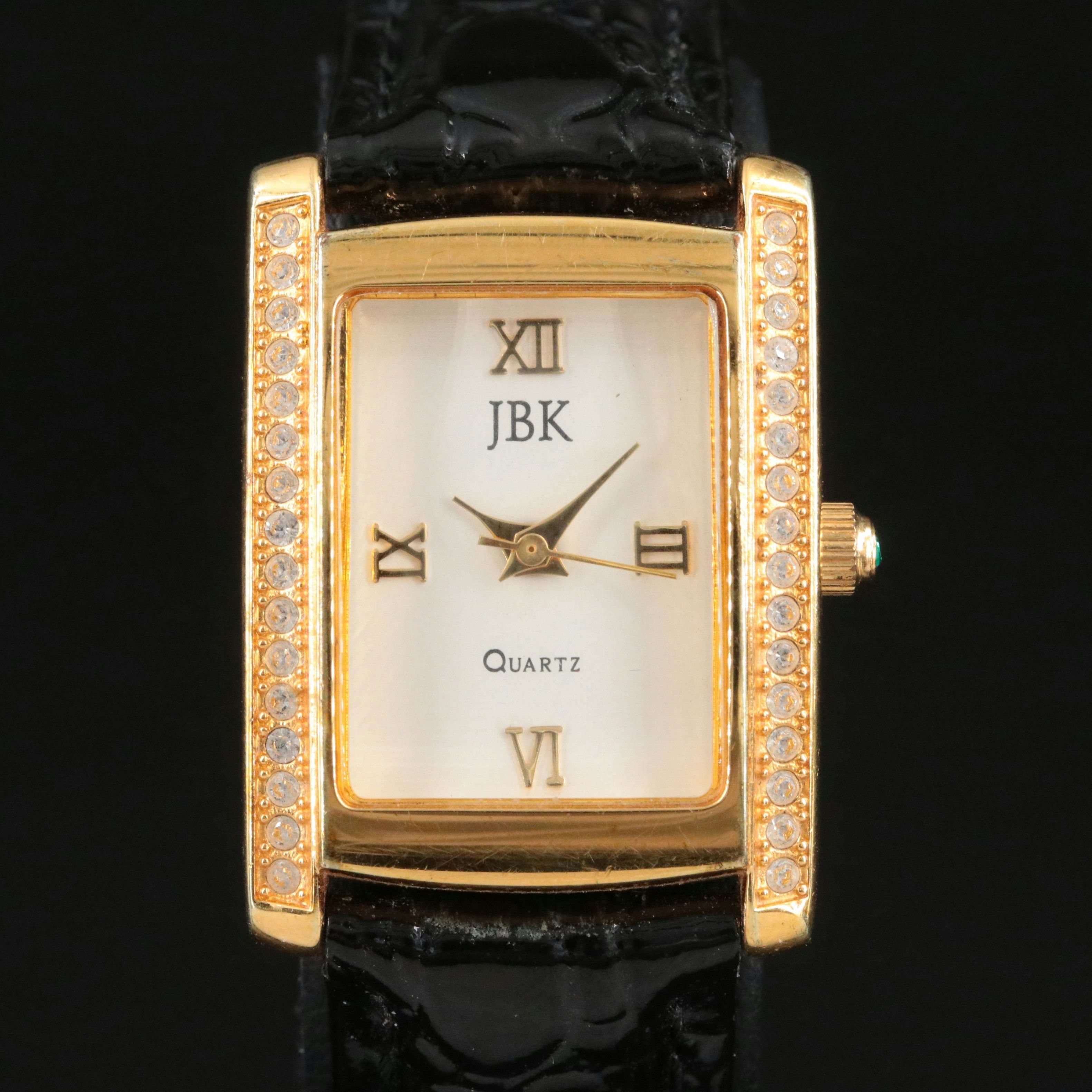 JBk Collection By Camrose  & Cross Gold-Tone and Rhinestone Tank Watch