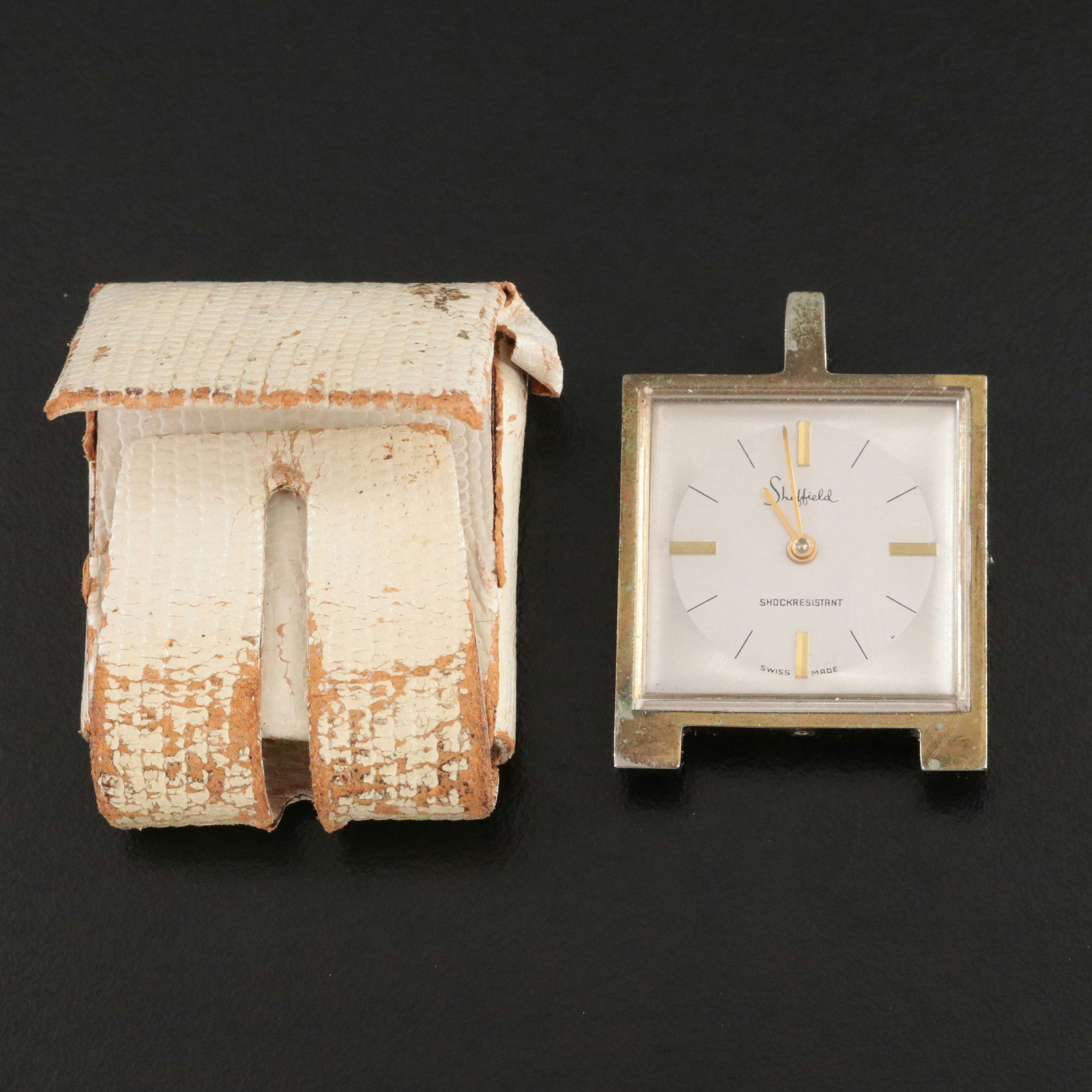 Sheffield Swiss Stem Wind Travel Clock with Exhibition Case Back