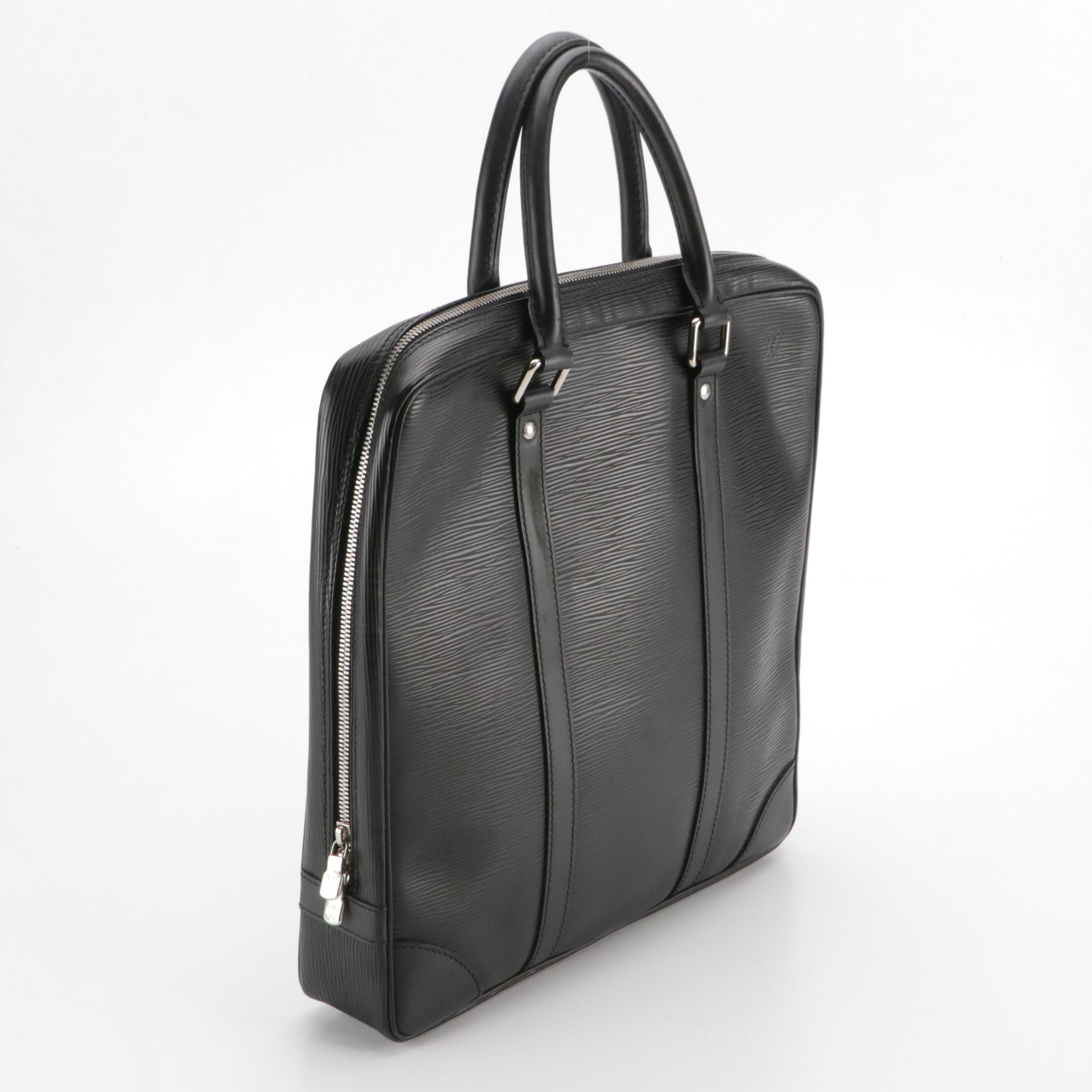 Louis Vuitton Vivienne MM Briefcase Bag in Black Epi and Smooth Leather