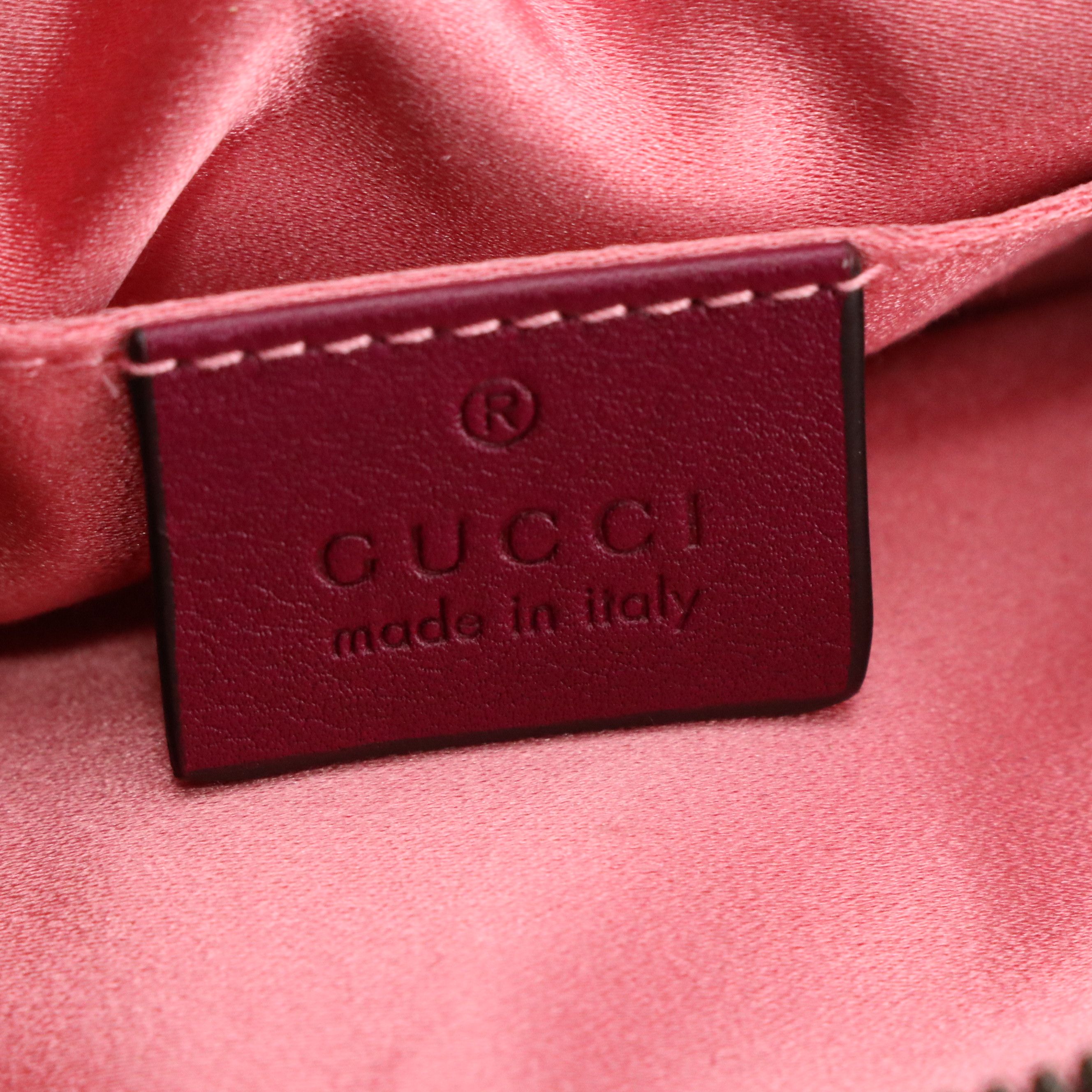 Gucci GG Marmont Belt Bag in Magenta Matelassé Chevron Velvet and Leather