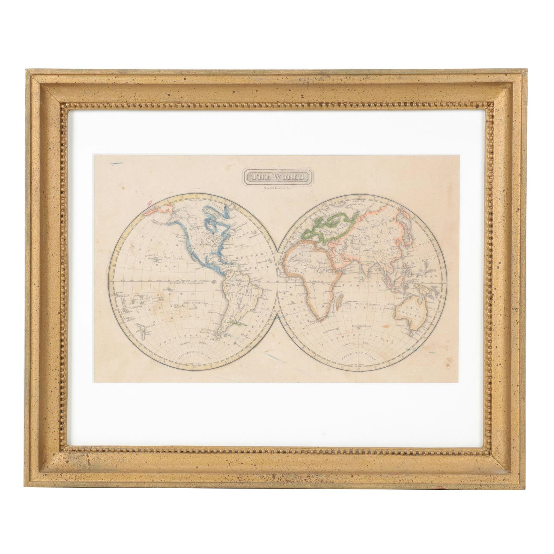 Guthries Geography Hand-colored Engraving "The World," 1825