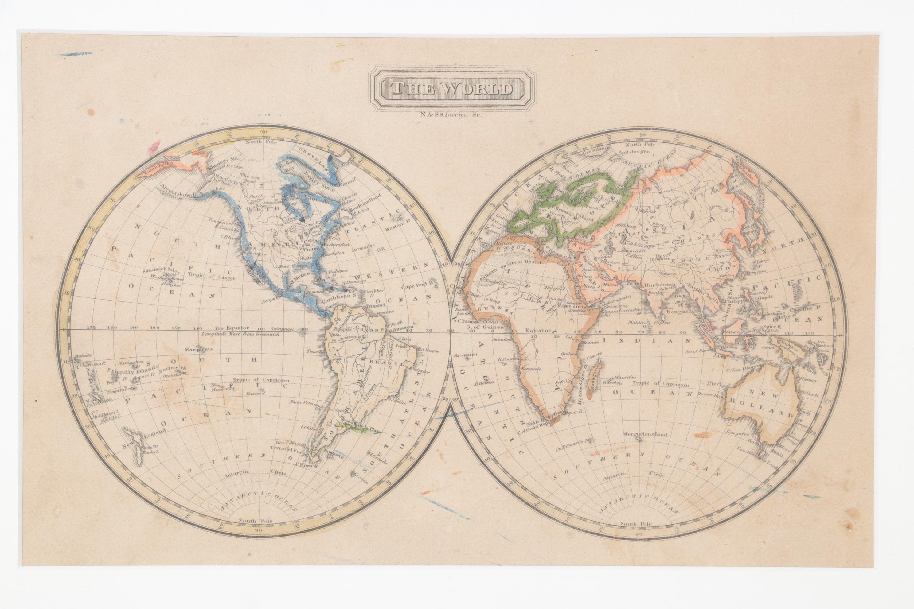 Guthries Geography Hand-colored Engraving "The World," 1825