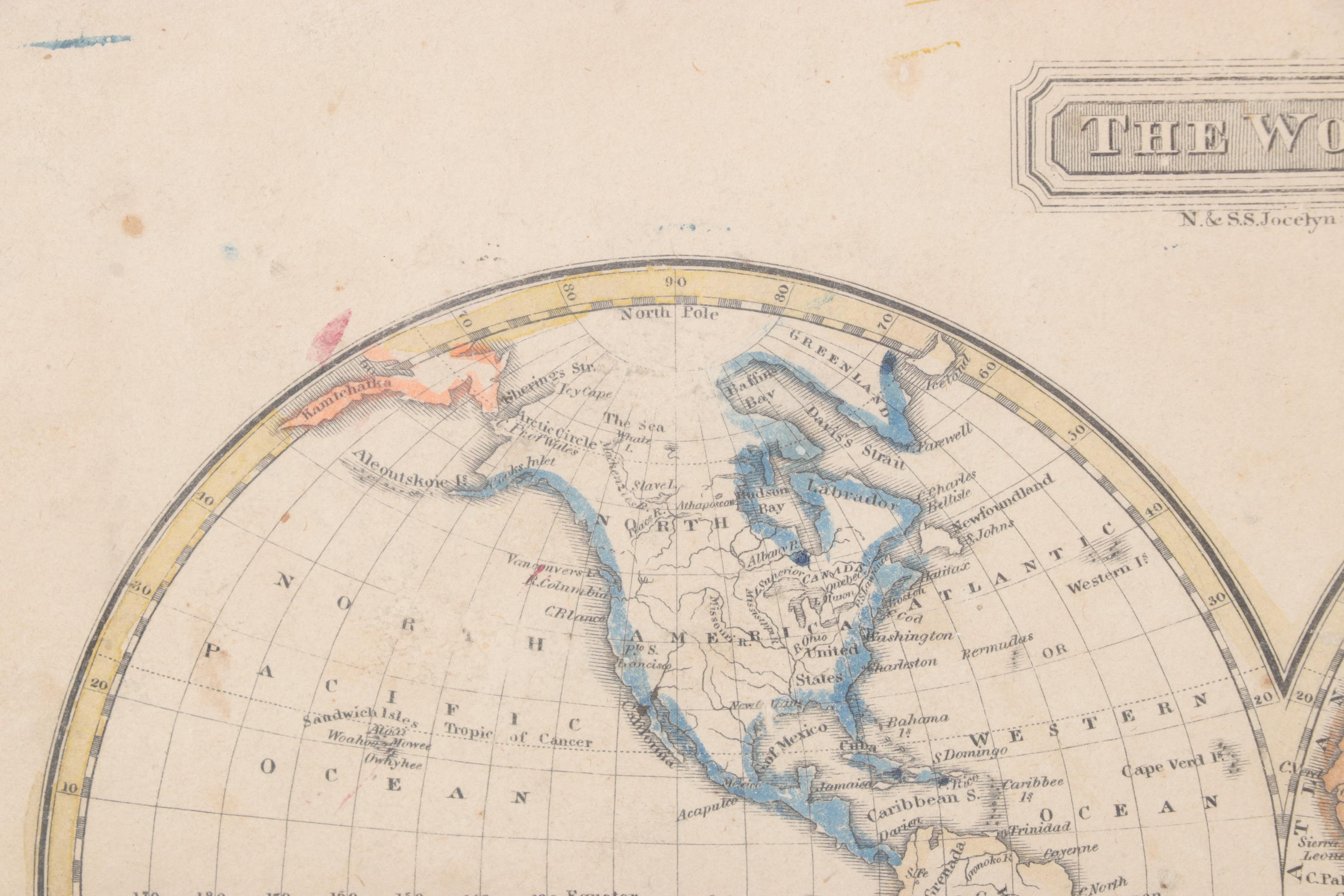 Guthries Geography Hand-colored Engraving "The World," 1825