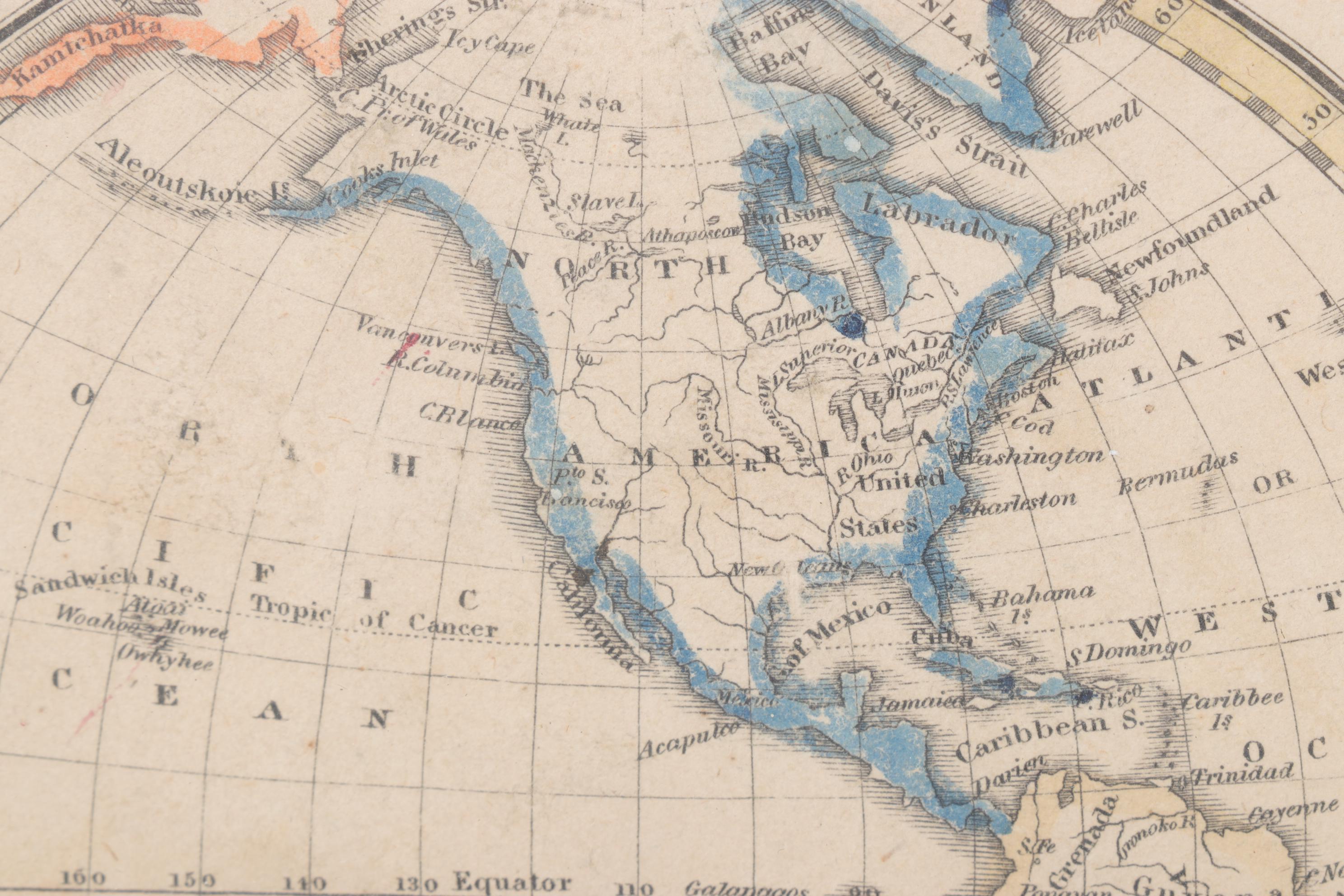 Guthries Geography Hand-colored Engraving "The World," 1825