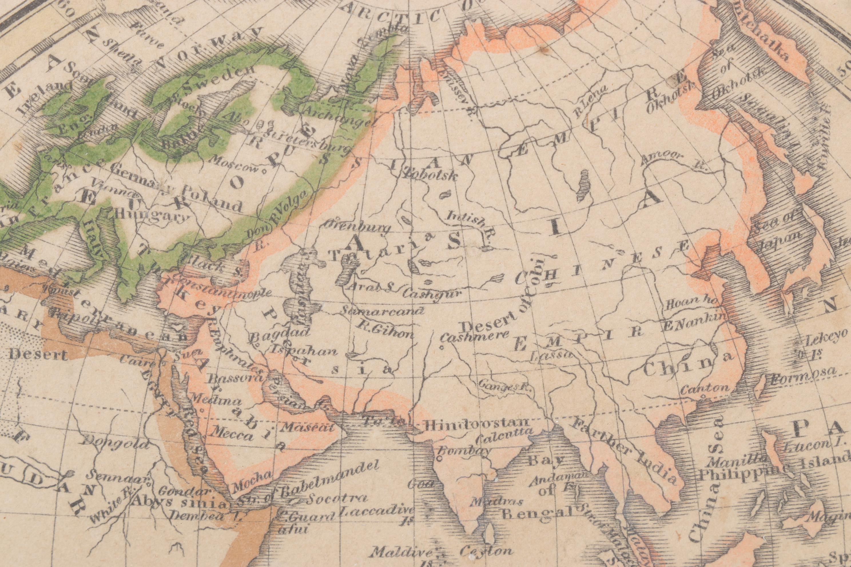 Guthries Geography Hand-colored Engraving "The World," 1825