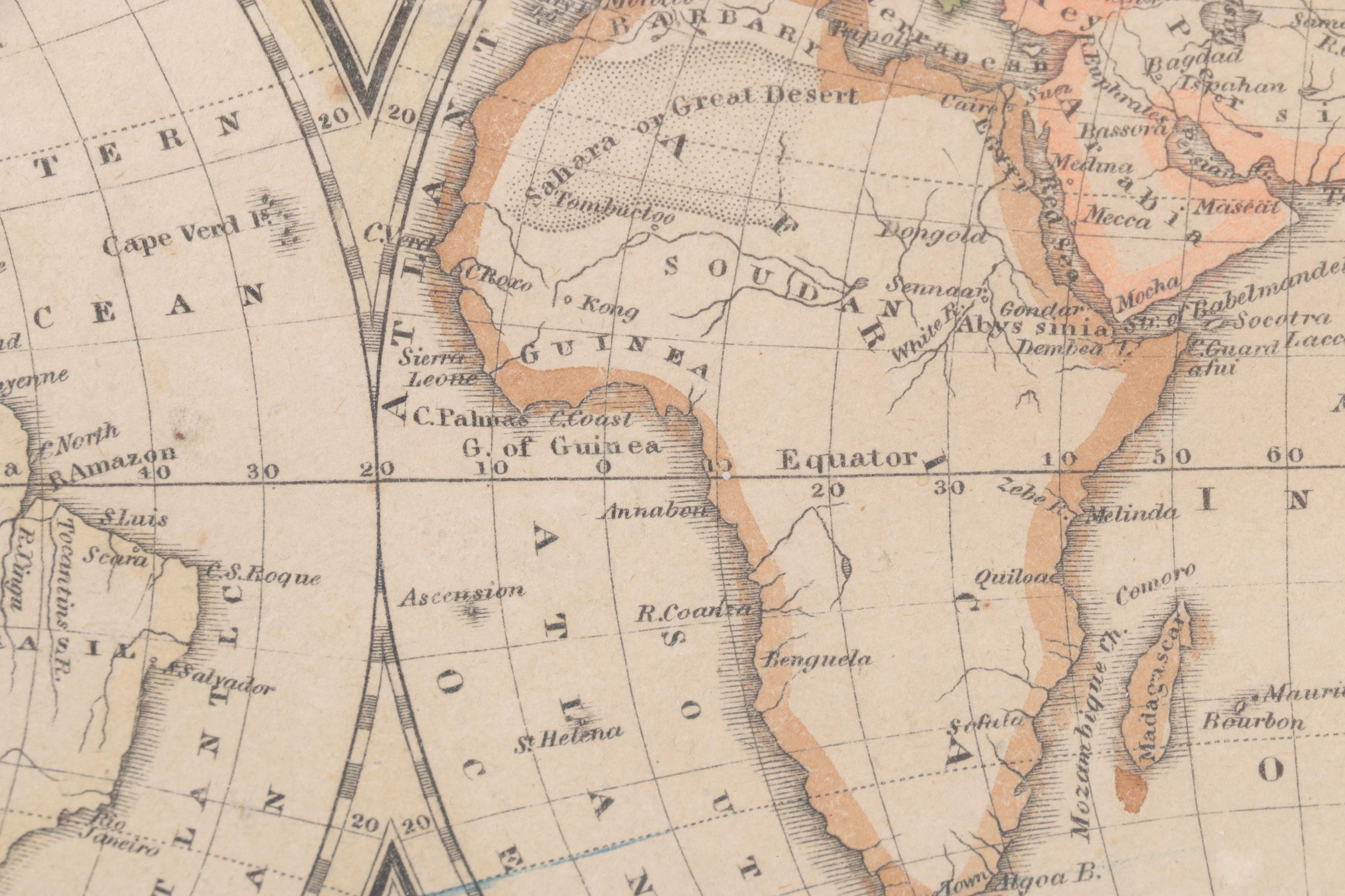 Guthries Geography Hand-colored Engraving "The World," 1825