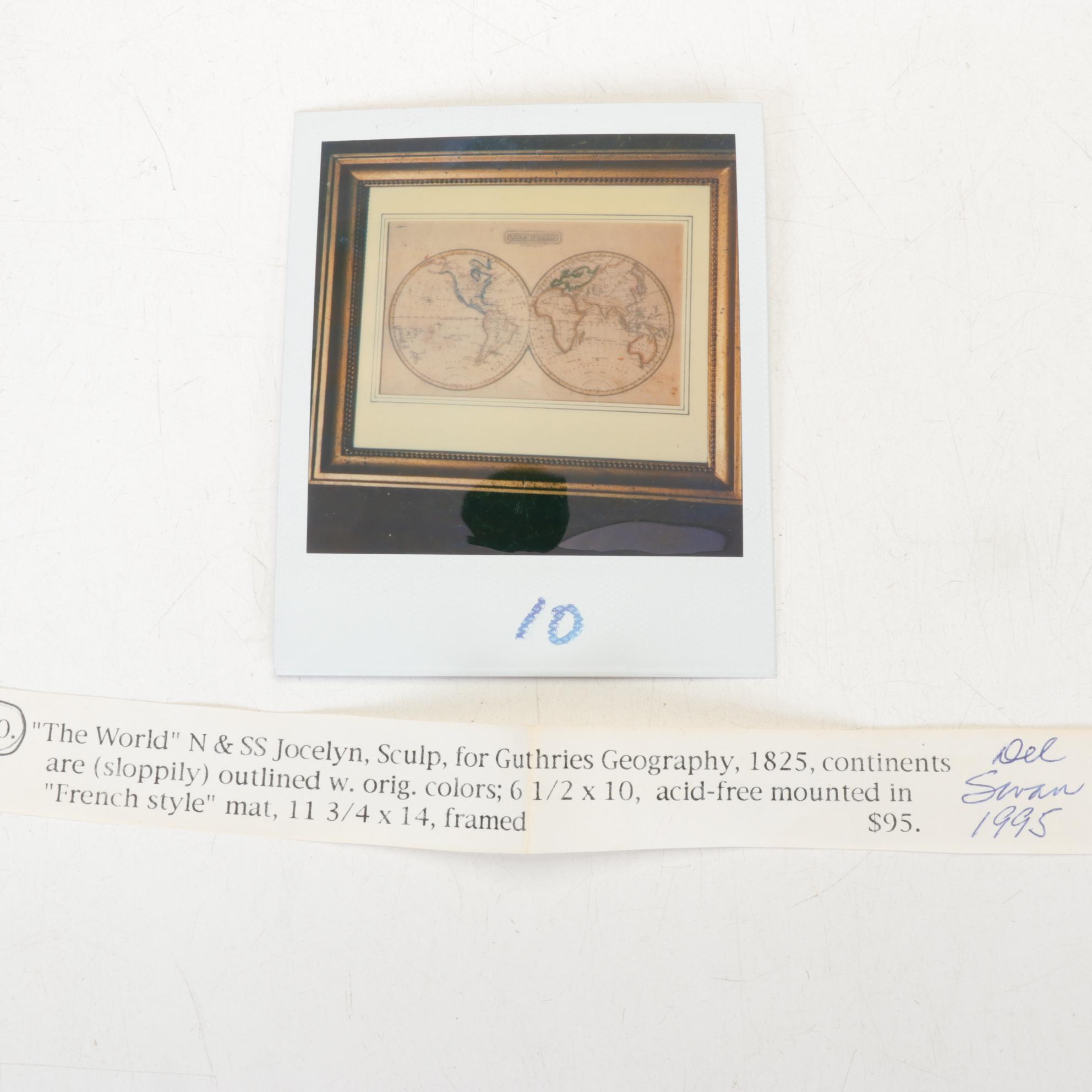 Guthries Geography Hand-colored Engraving "The World," 1825