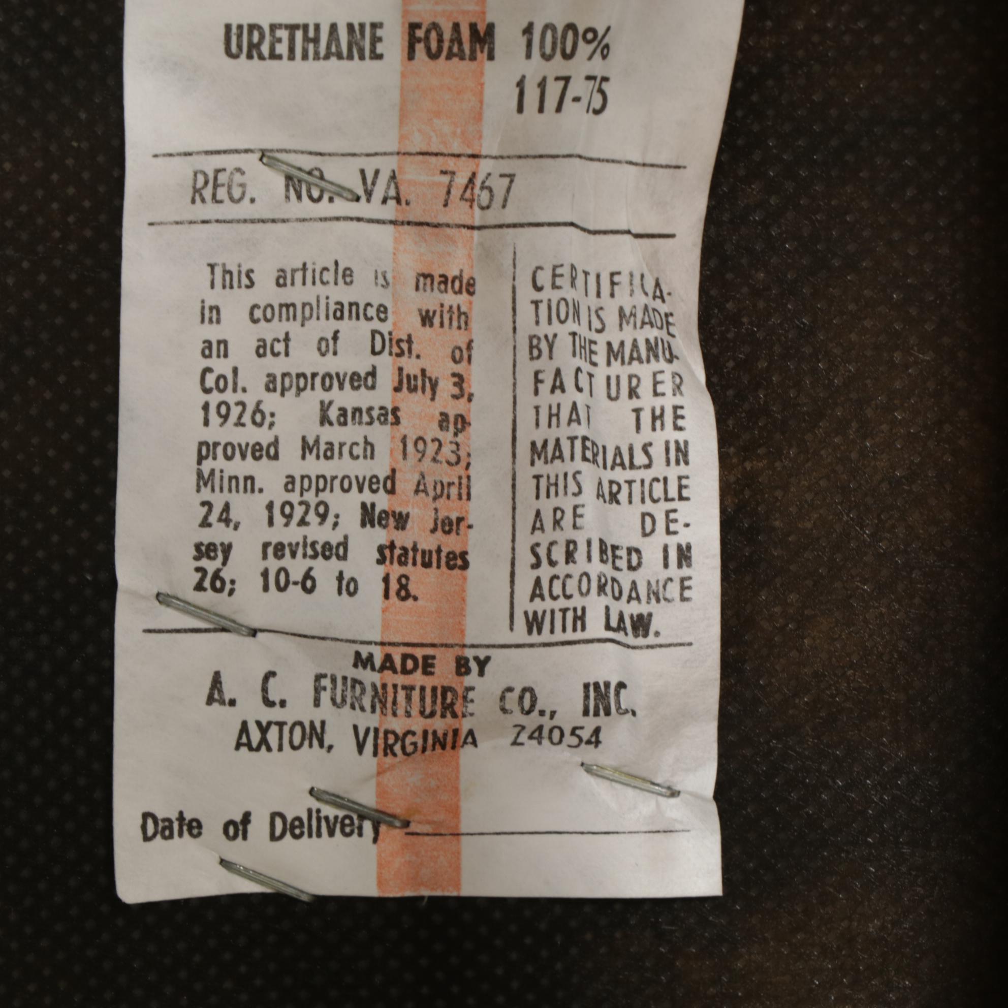 A.C. Furniture Upholstered Side Chair, Mid to Late 20th Century