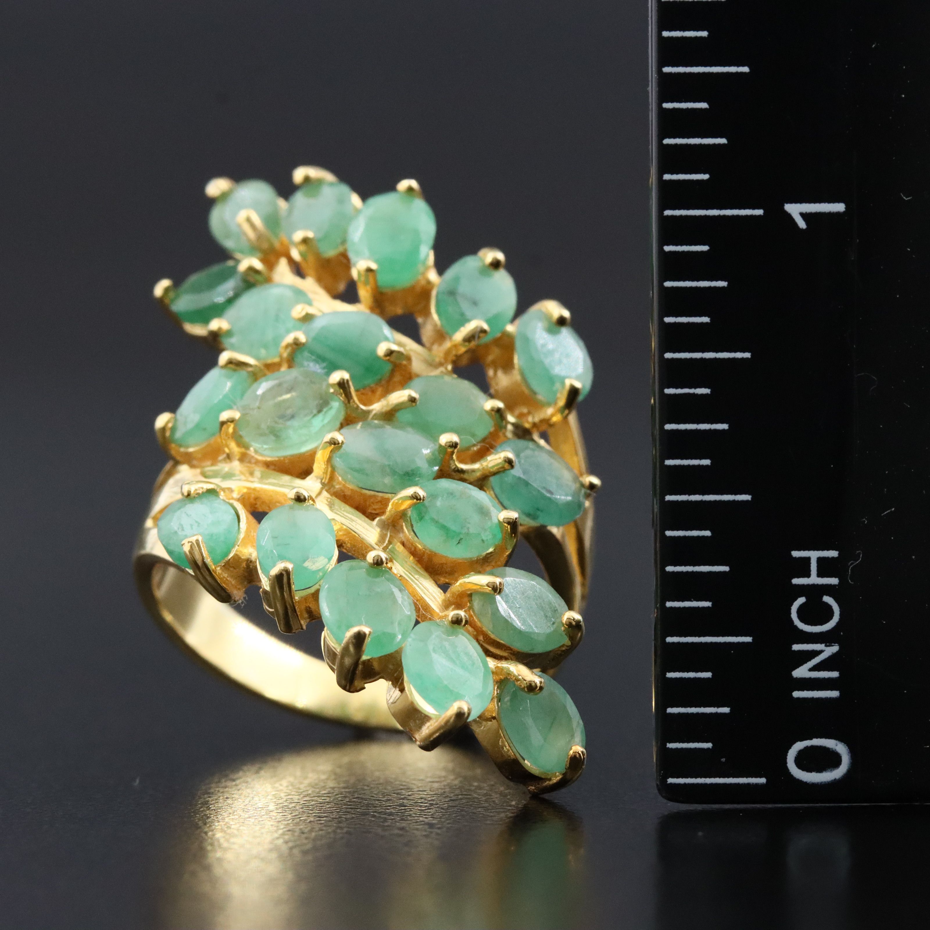 Sterling Emerald Bypass Ring