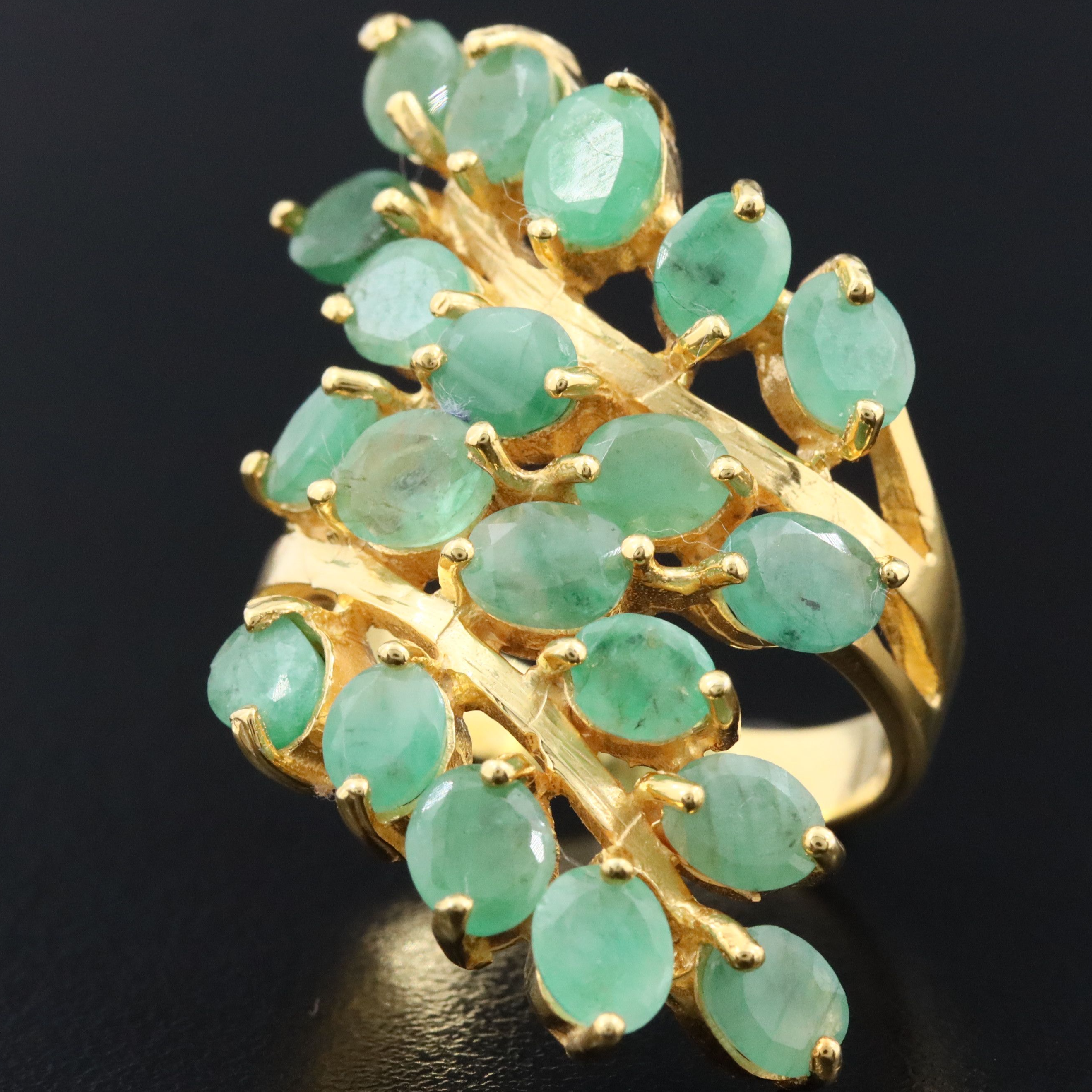 Sterling Emerald Bypass Ring