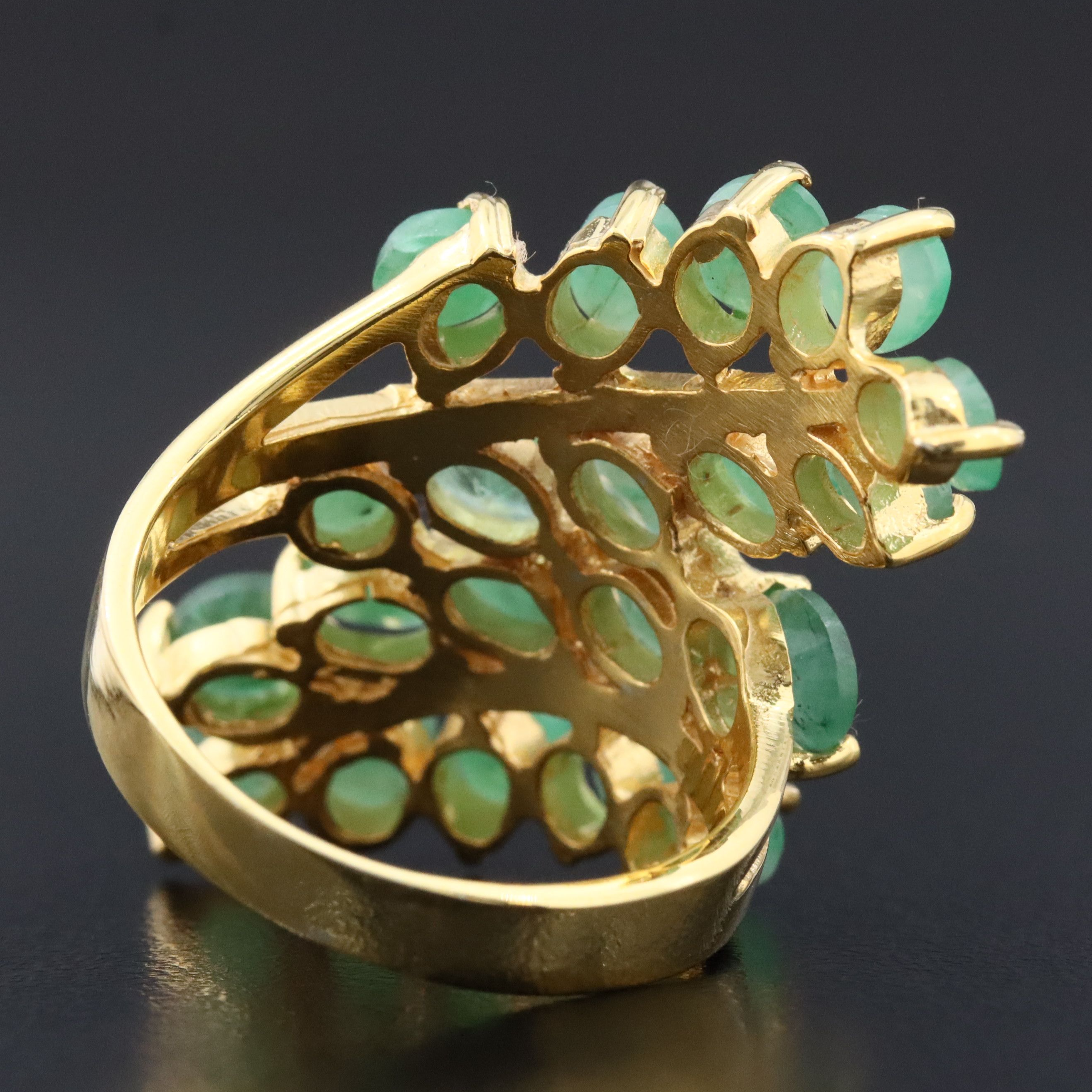 Sterling Emerald Bypass Ring