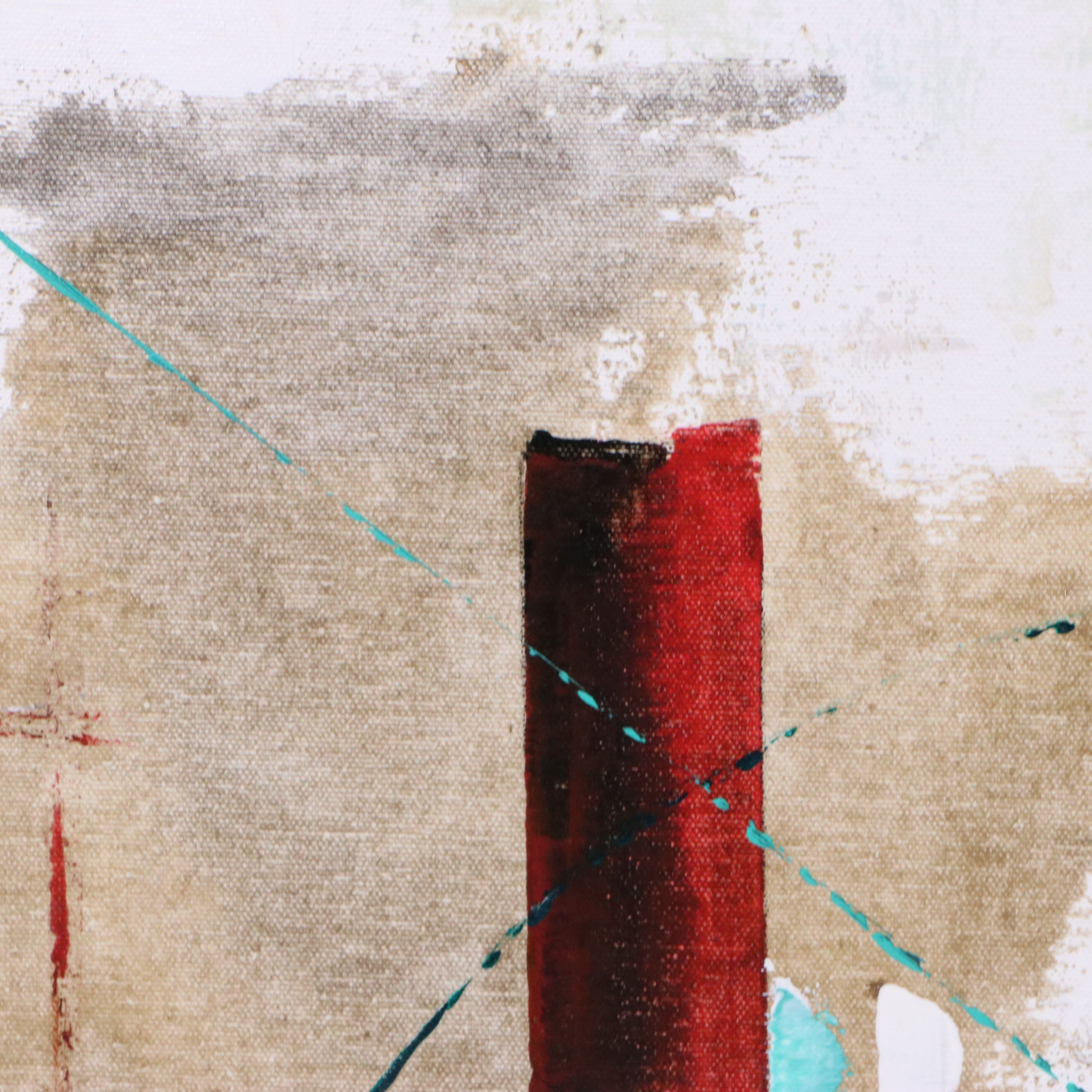 J. England Oil PAinting "Up Town," Late 20th Century