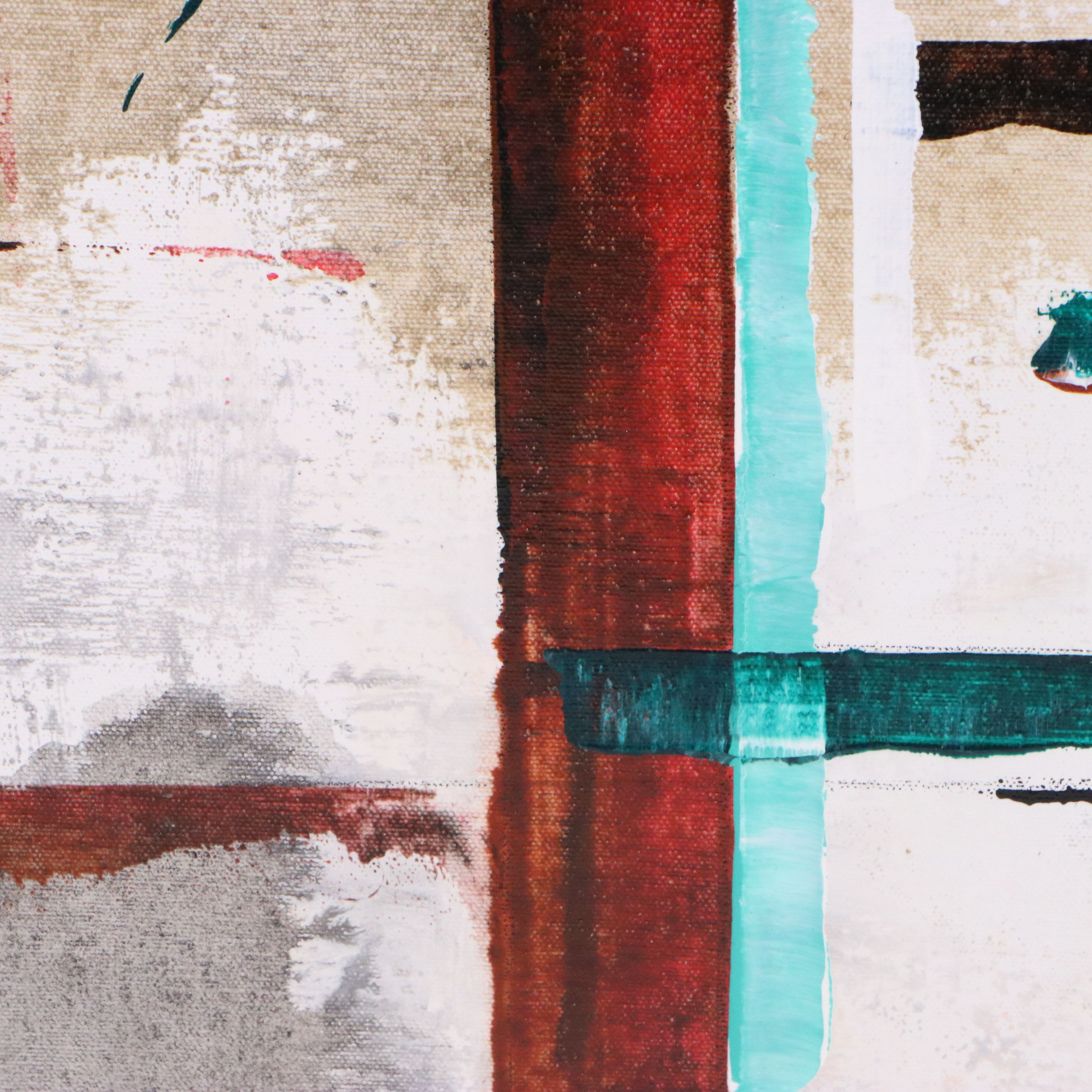 J. England Oil PAinting "Up Town," Late 20th Century