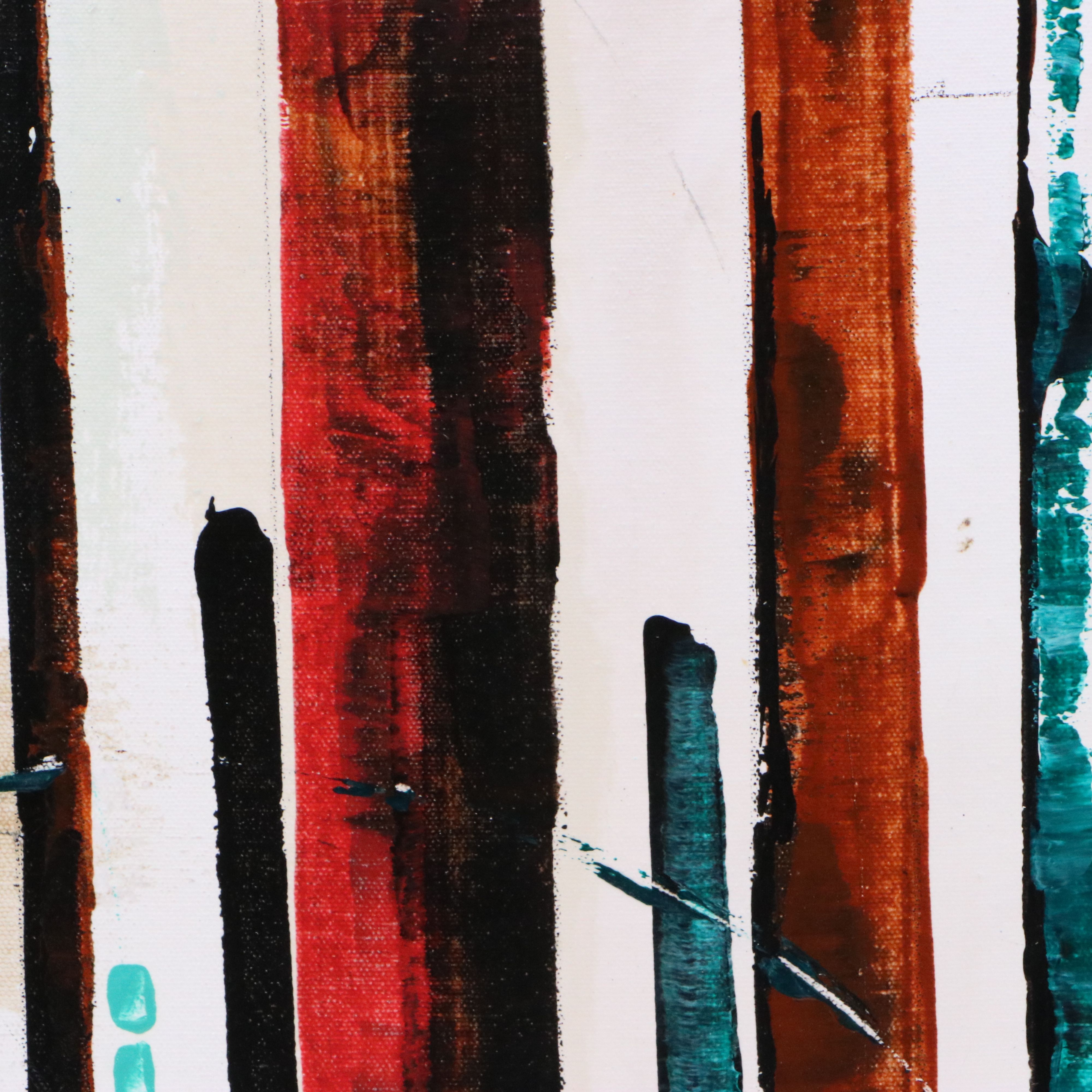 J. England Oil PAinting "Up Town," Late 20th Century