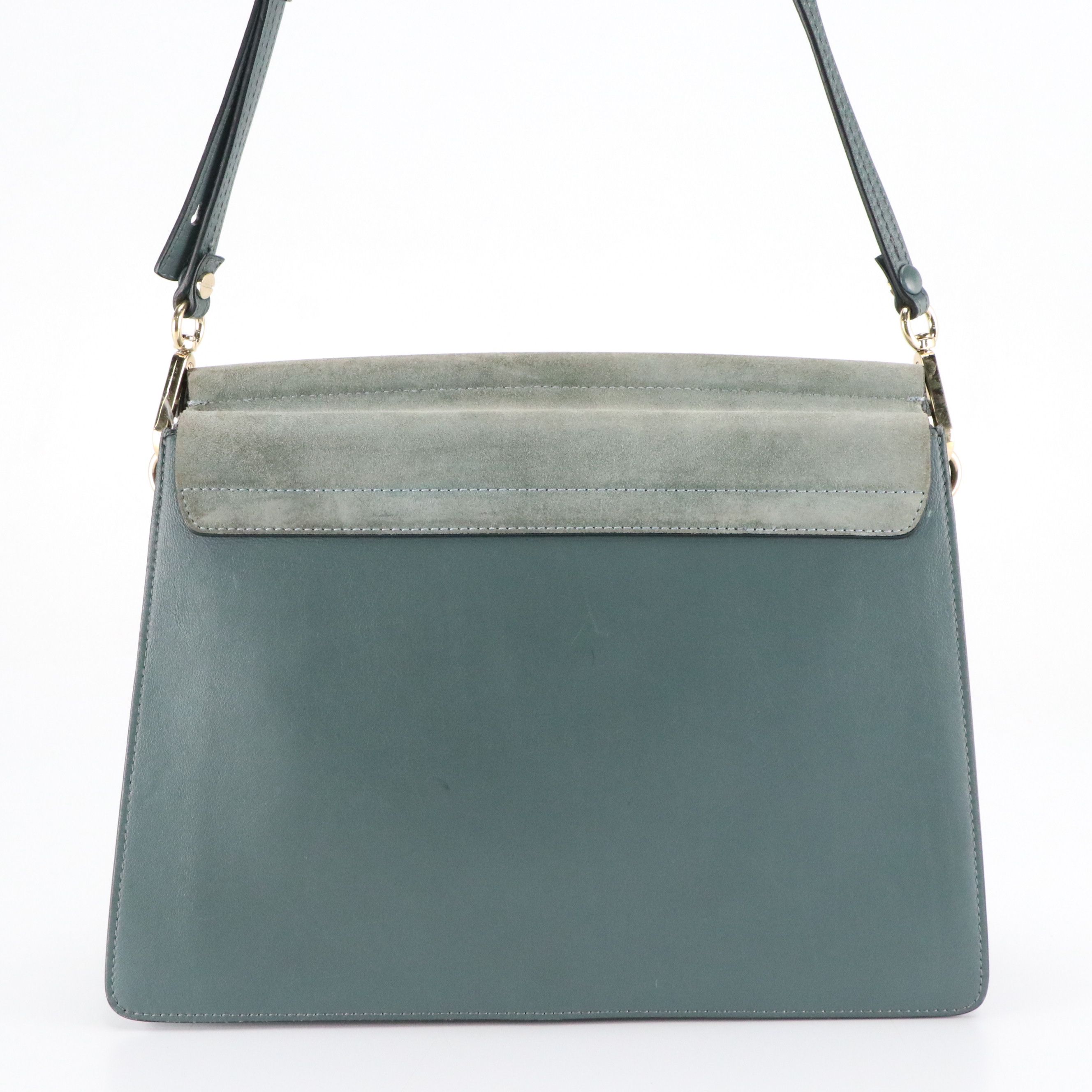 Chloé Medium Faye Shoulder Bag in Cloudy Blue Calfskin Leather and Suede