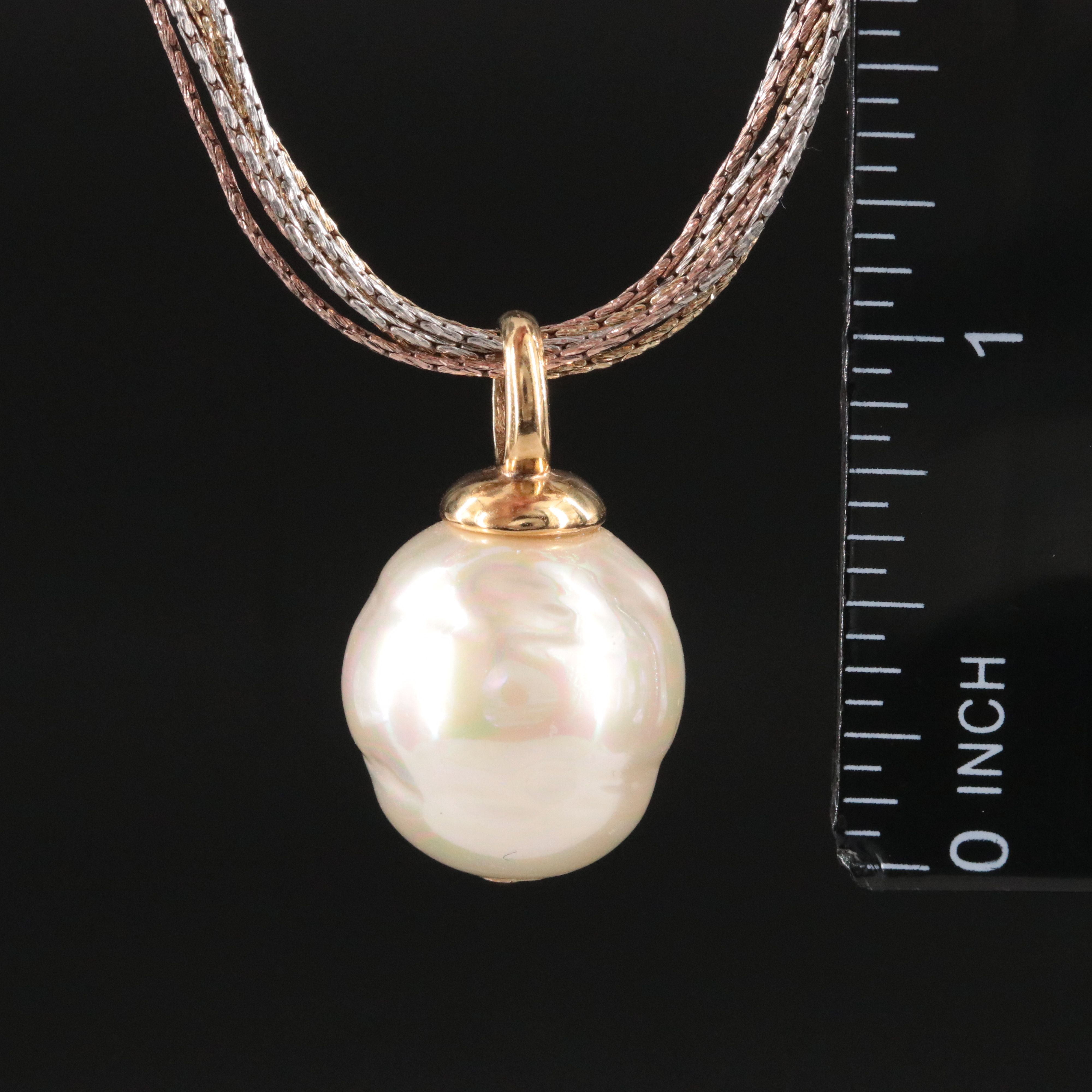 Sterling Faux Pearl Pendant Necklace