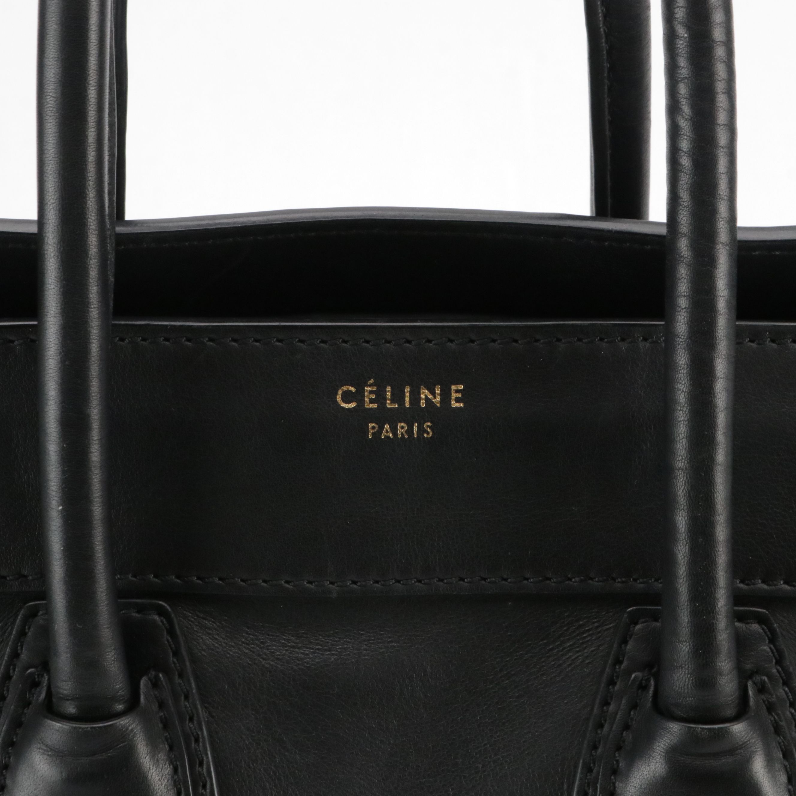 Celine Mini Luggage Tote Bag in Black Calfskin Leather