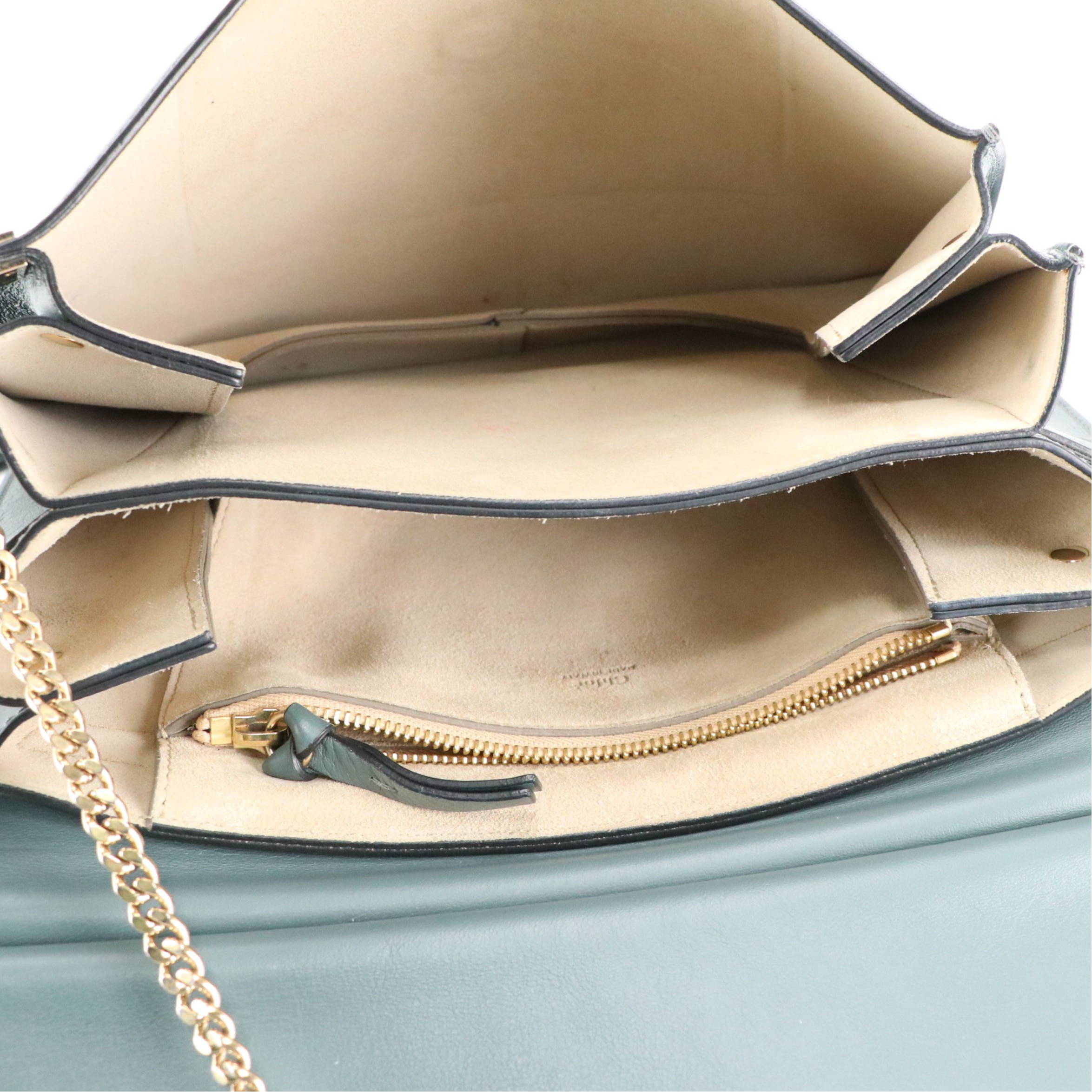 Chloé Medium Faye Shoulder Bag in Cloudy Blue Calfskin Leather and Suede
