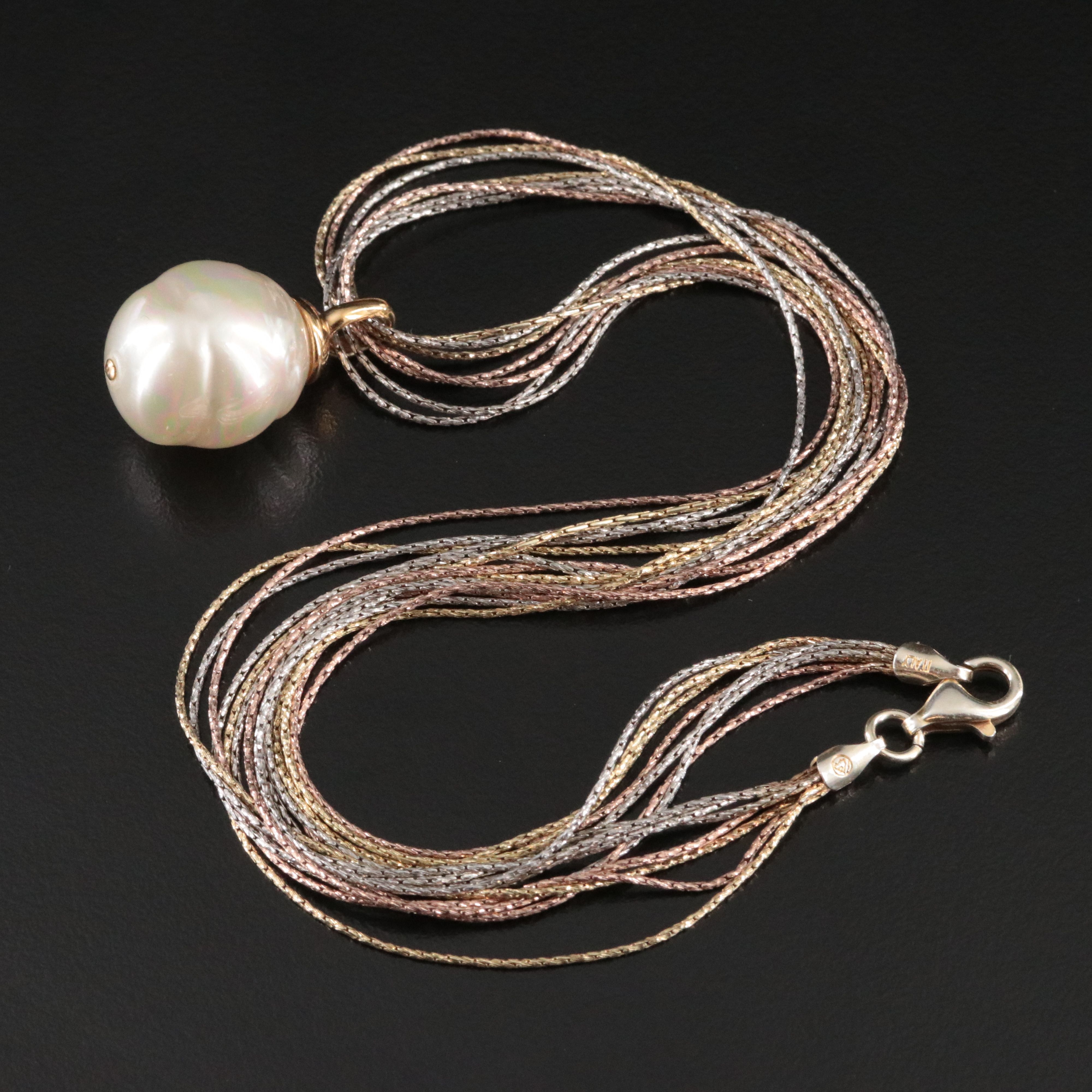 Sterling Faux Pearl Pendant Necklace