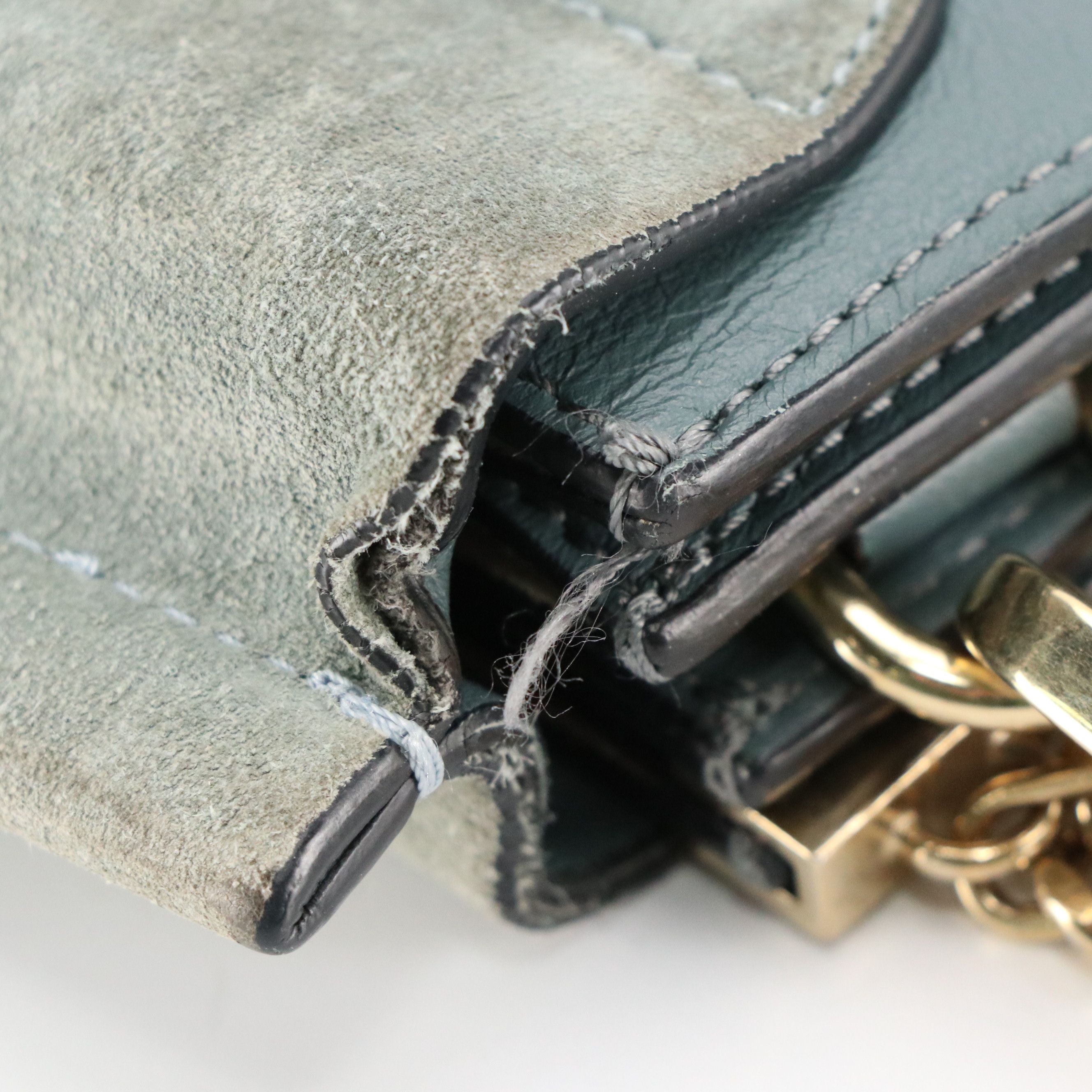 Chloé Medium Faye Shoulder Bag in Cloudy Blue Calfskin Leather and Suede