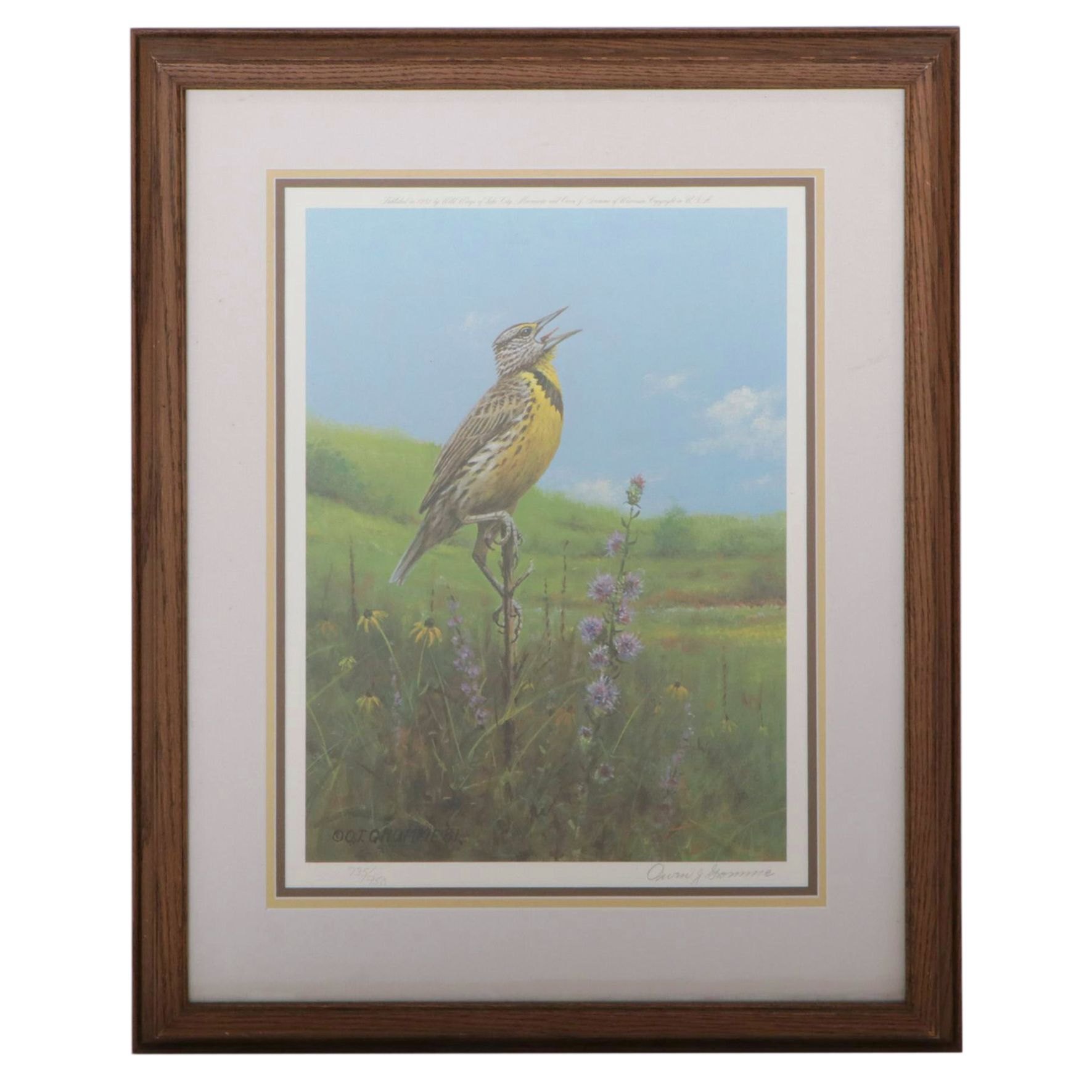 Owen J. Gromme Offset Lithograph of Meadowlark - Late Summer, 1981