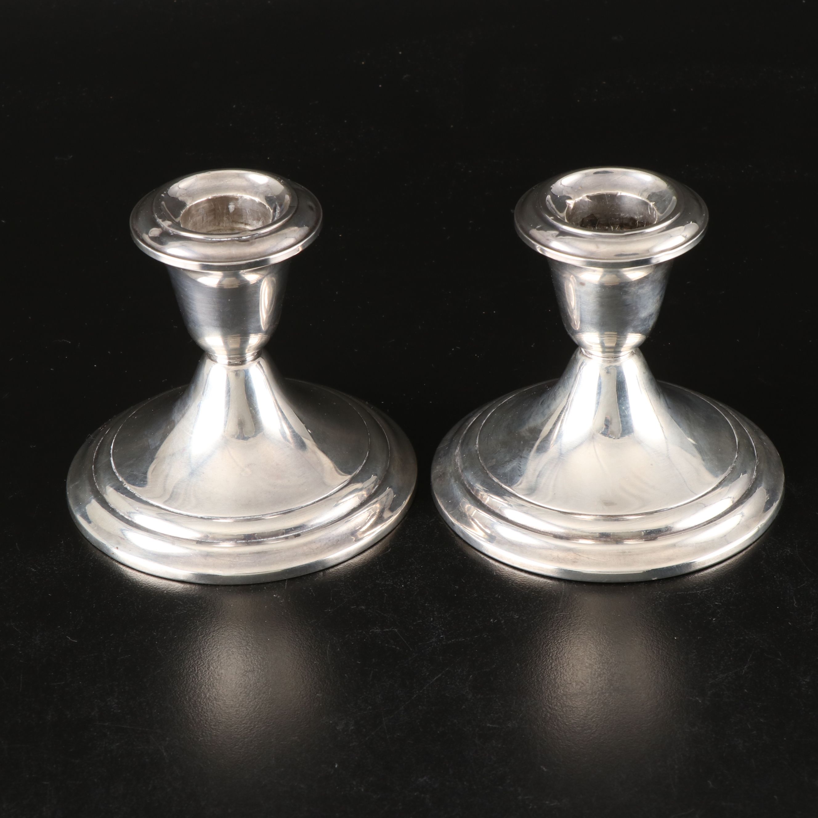 Baldwin & Miller Sterling Bud Vase with Gorham Sterling Bowl and Candle Holders