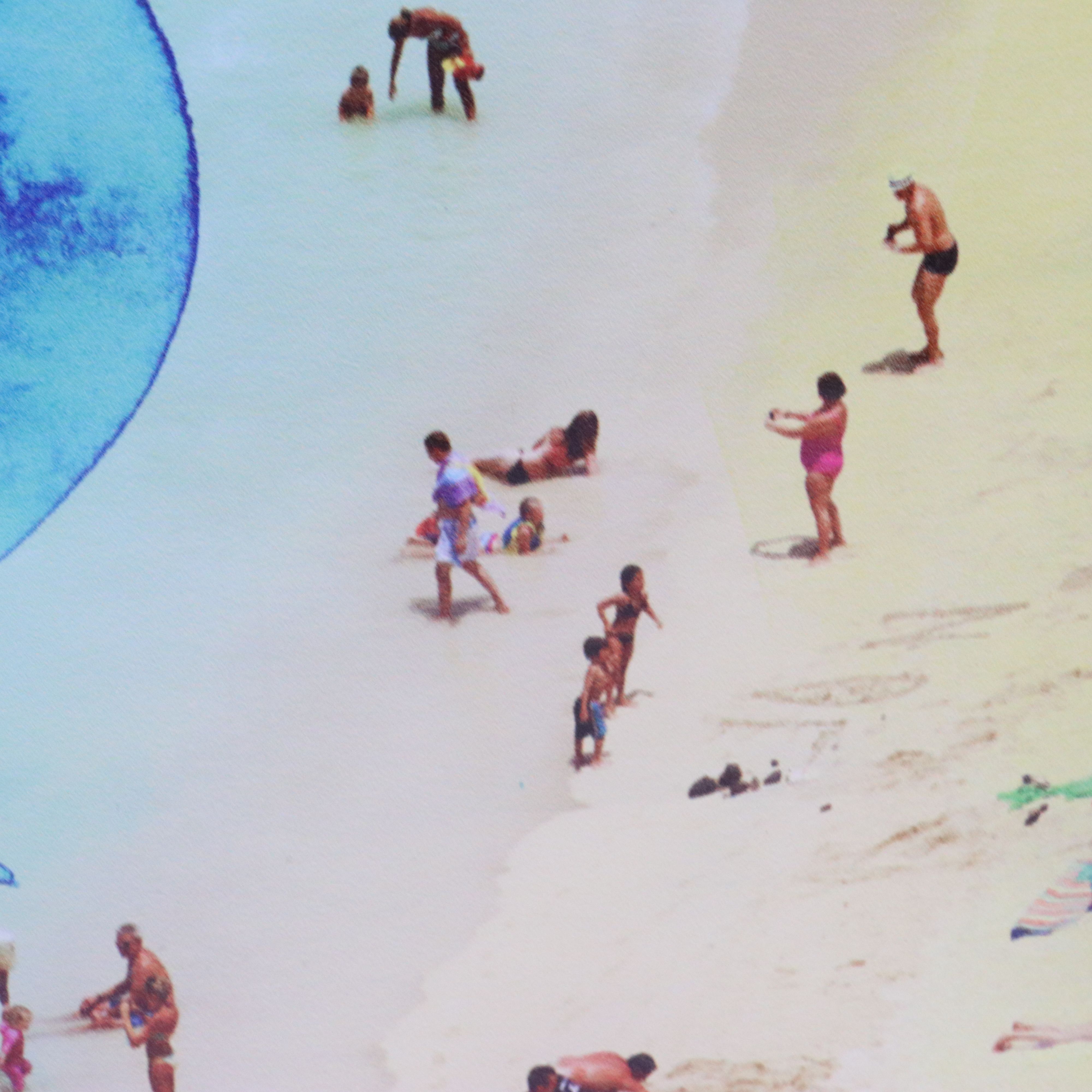 Digital Print of Stylized Crowded Beach, 21st Century