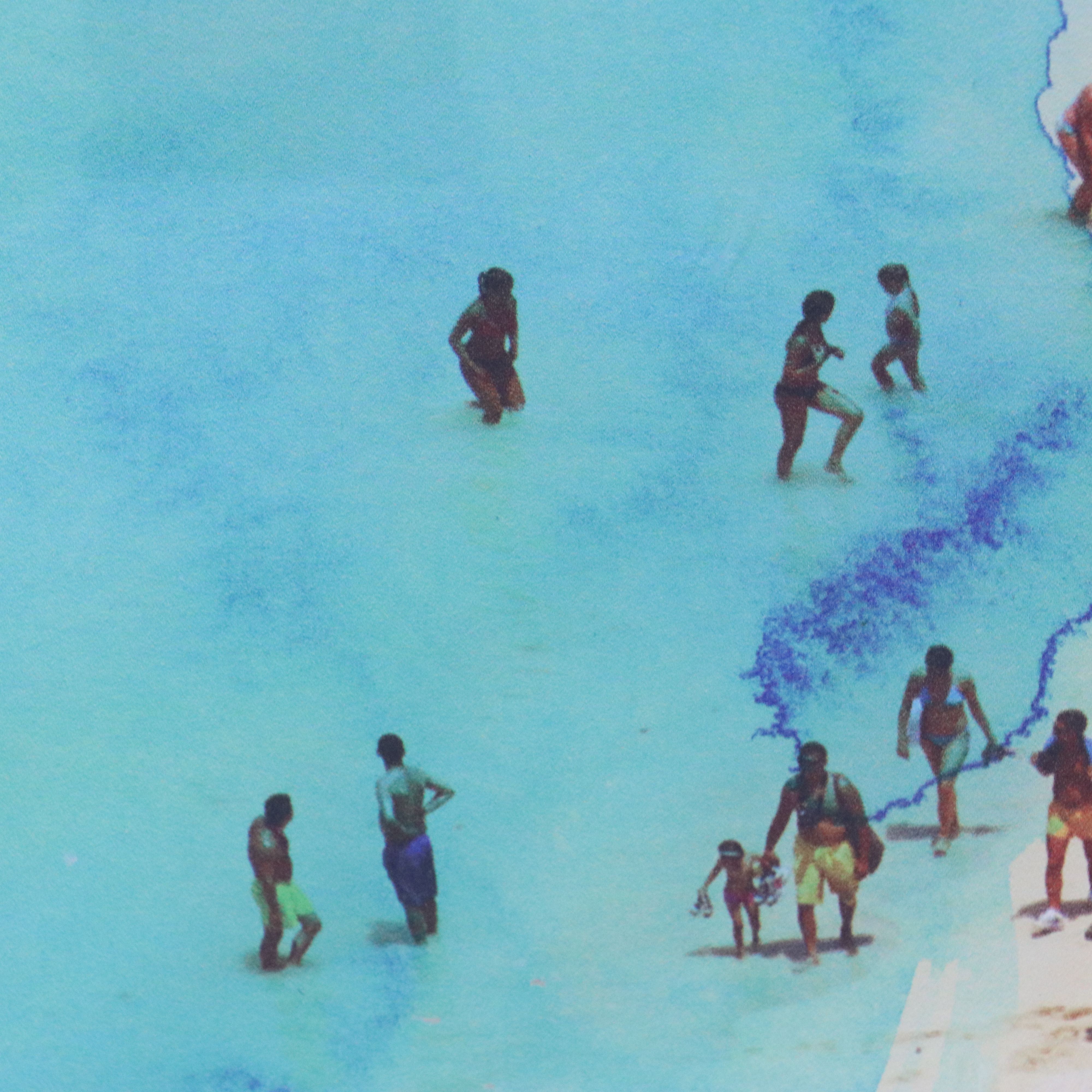 Digital Print of Stylized Crowded Beach, 21st Century