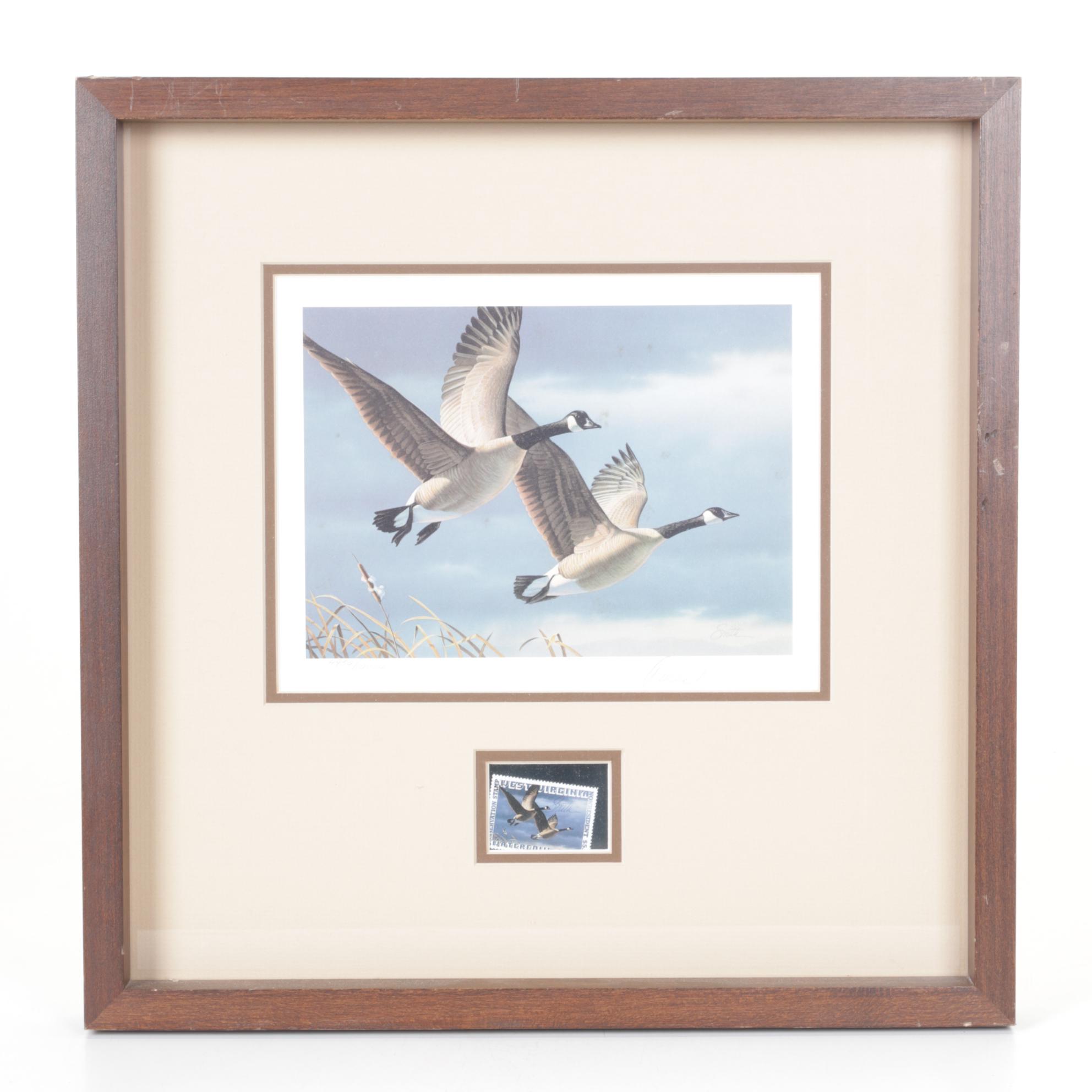 Daniel Smith "First of State" W.V. Migratory Waterfowl Stamp and Print, 1987