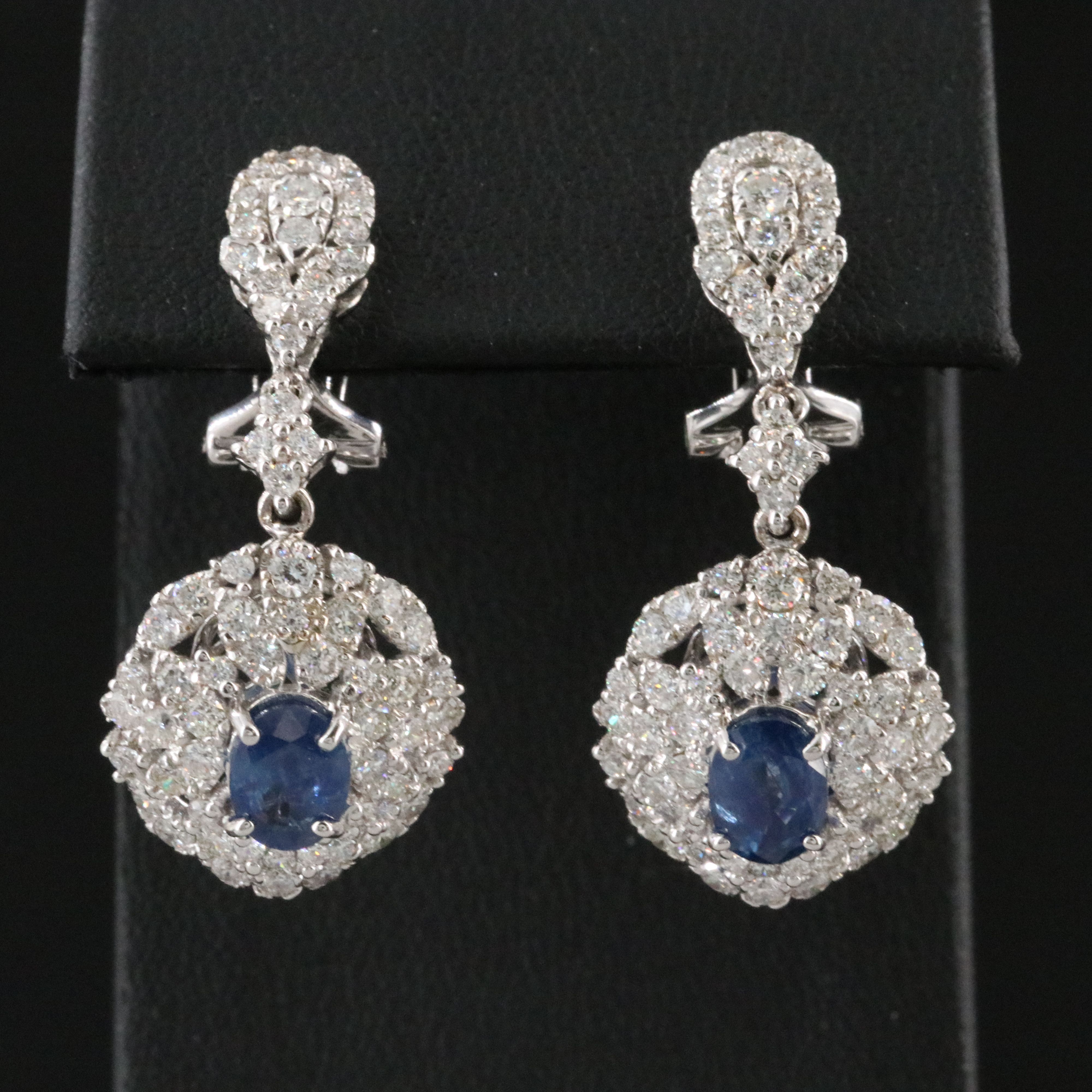 Michael Christoff 18K 2.32 CTW Sapphire and 2.72 CTW Diamond Drop Earrings