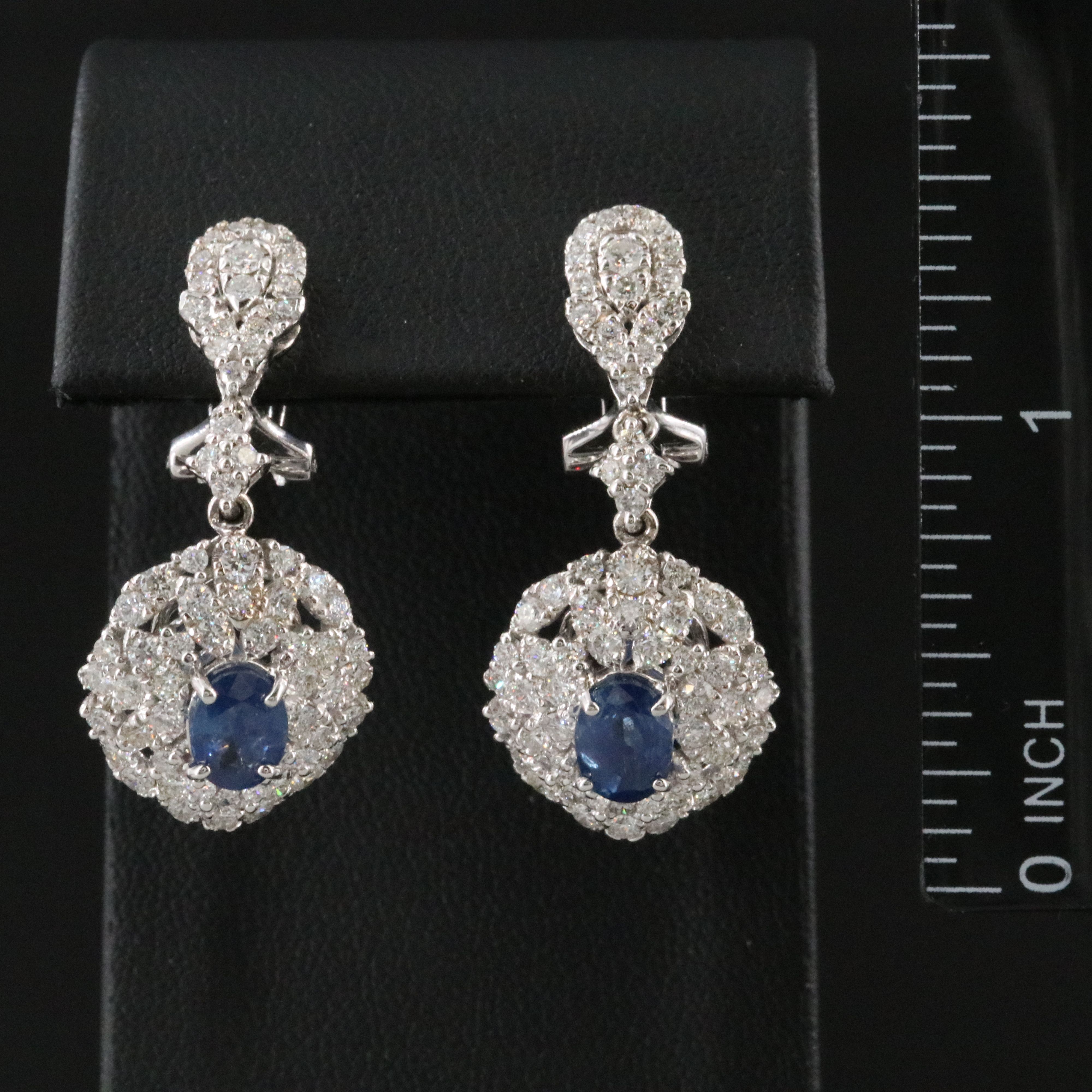 Michael Christoff 18K 2.32 CTW Sapphire and 2.72 CTW Diamond Drop Earrings