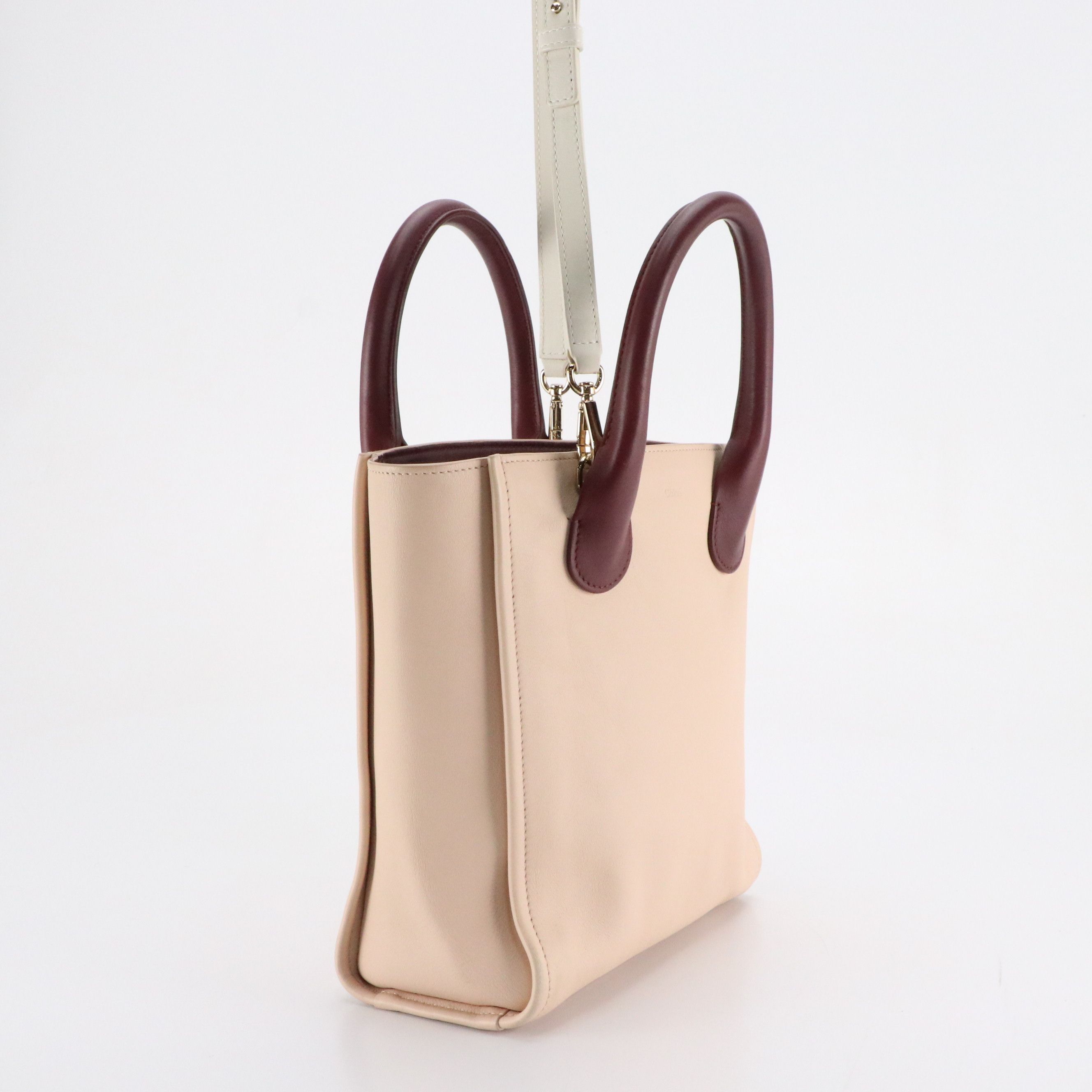Chloé Small Joyce Two-Way Tote in Tricolor Calfskin Leather