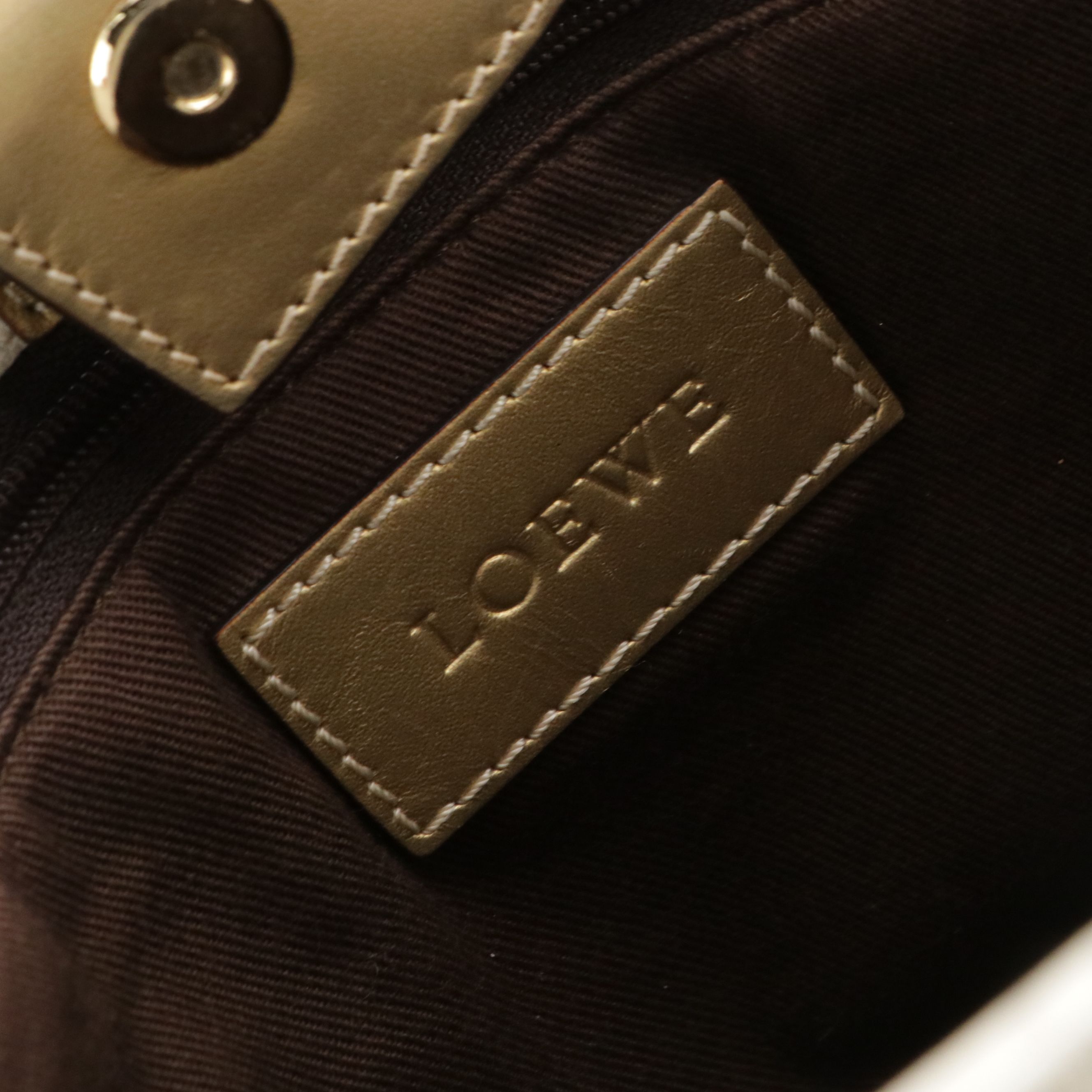 Loewe Top Handle Vertical Tote in White/Grey Anagram Canvas and Gold Leather