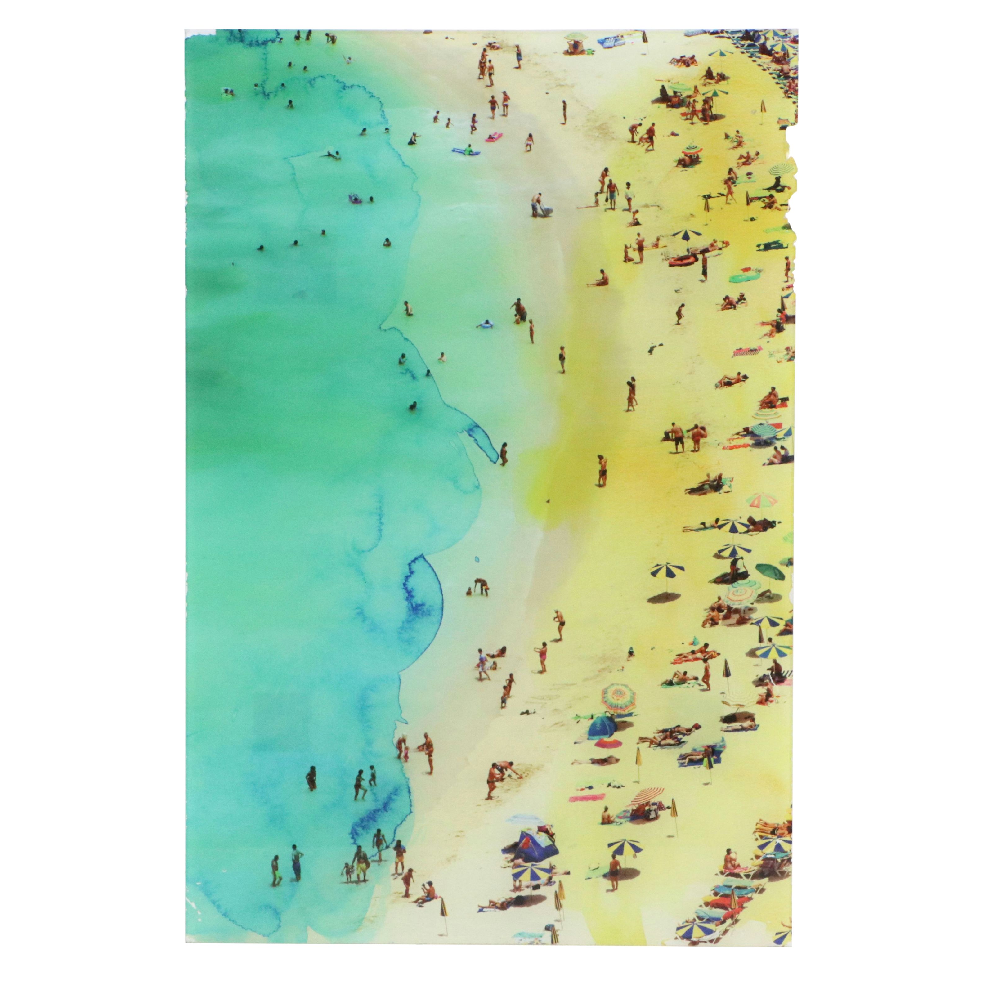 Digital Print of Stylized Crowded Beach, 21st Century