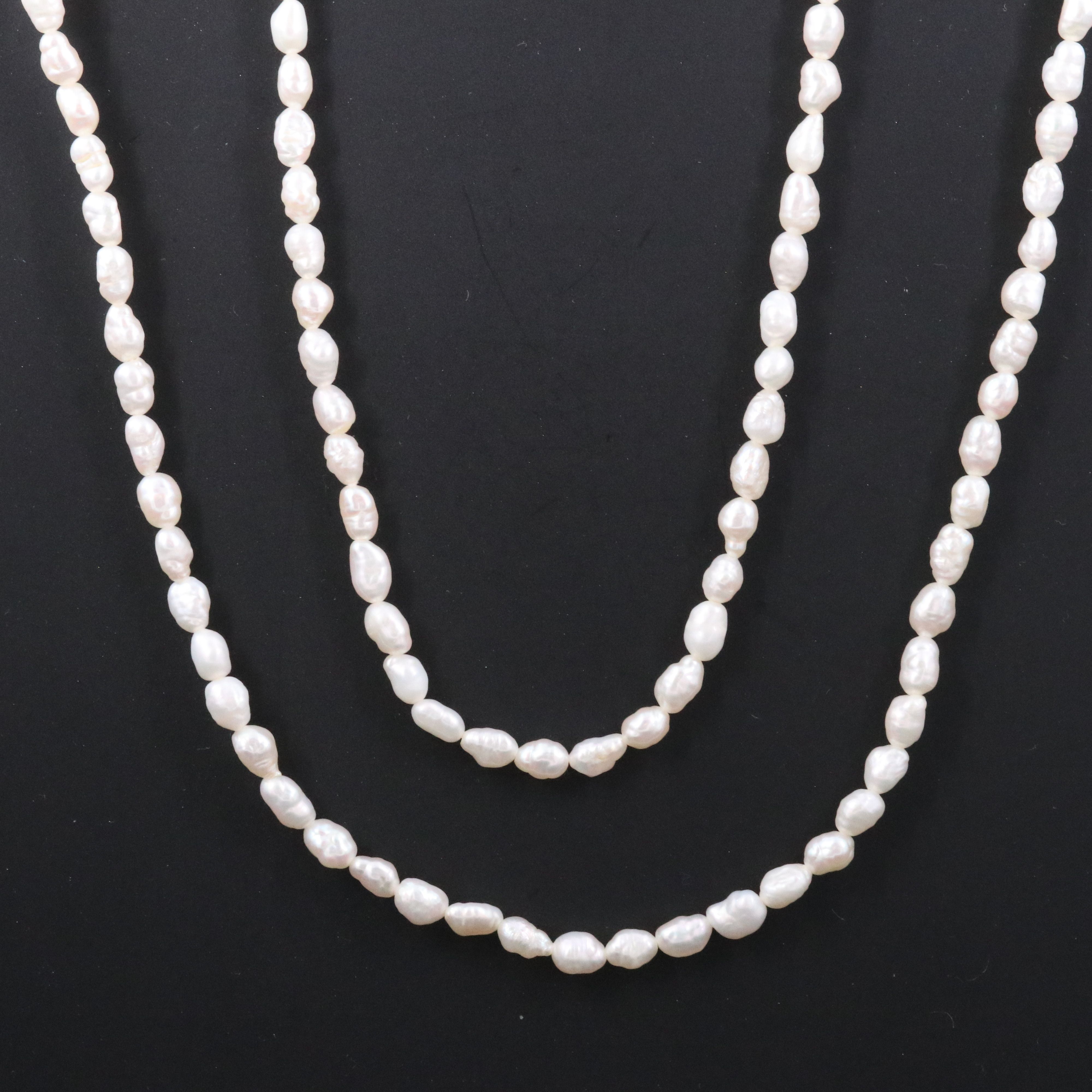Double Strand Pearl Necklace with 14K Clasp