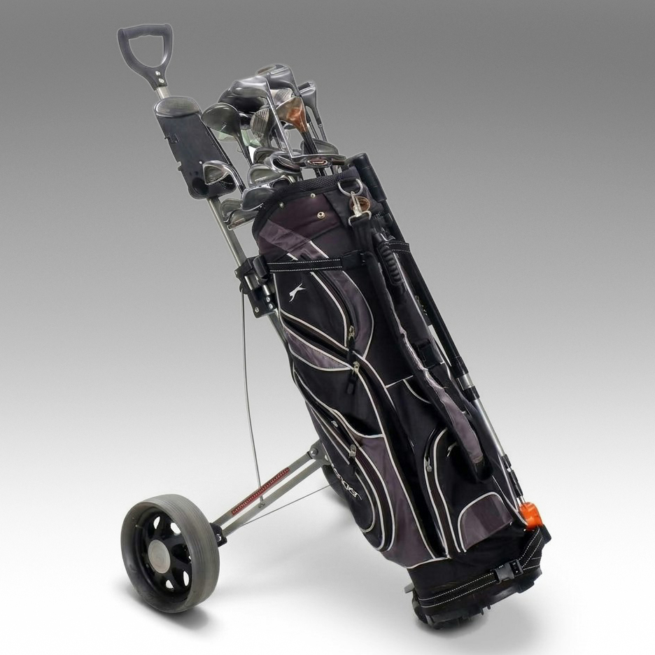 Slazenger Golf Bag with Right- Handed Golf Clubs and Foldable Cart
