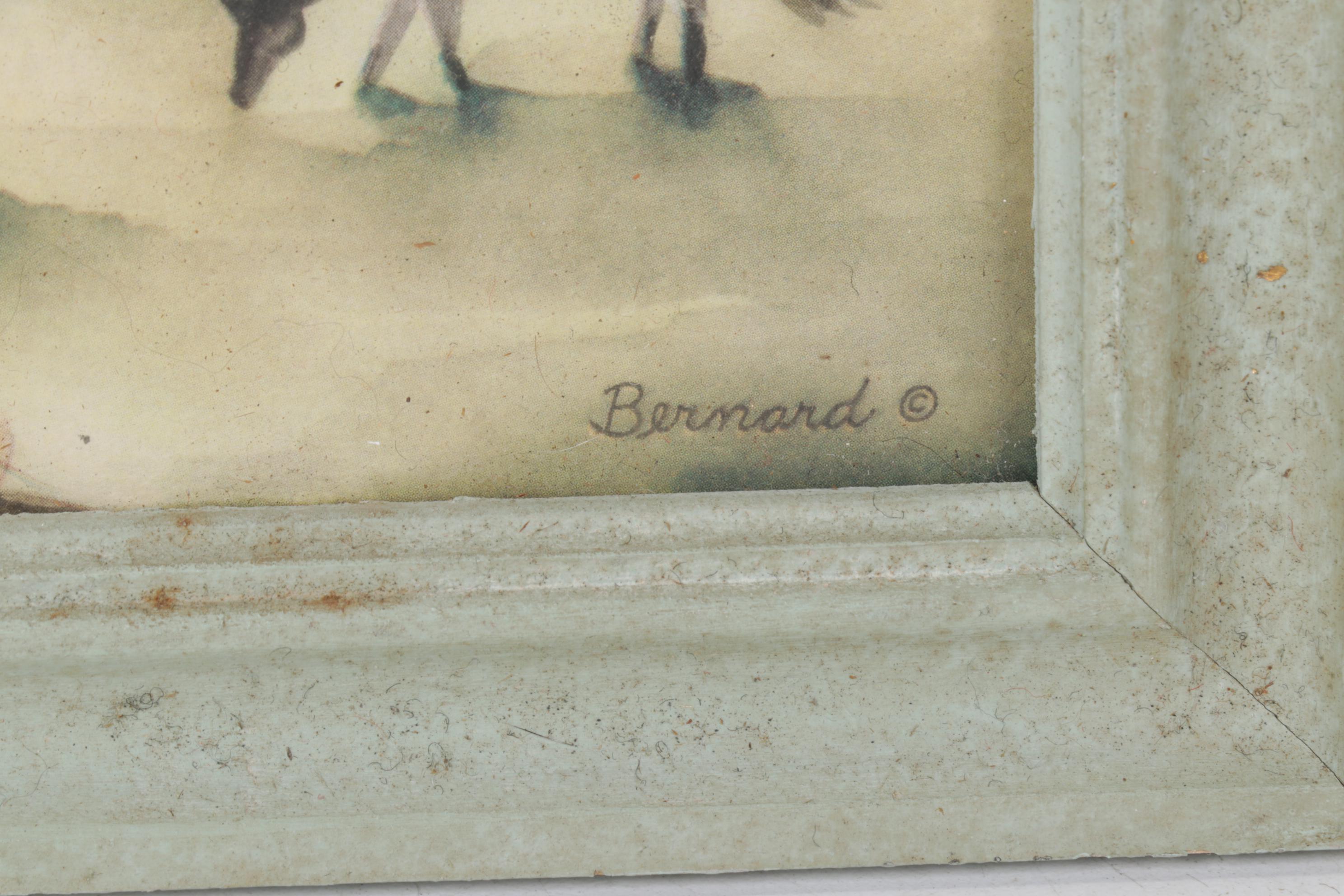 Bernard Picture Company Airbrush Stencil Prints of Rural Landscape, 1940s