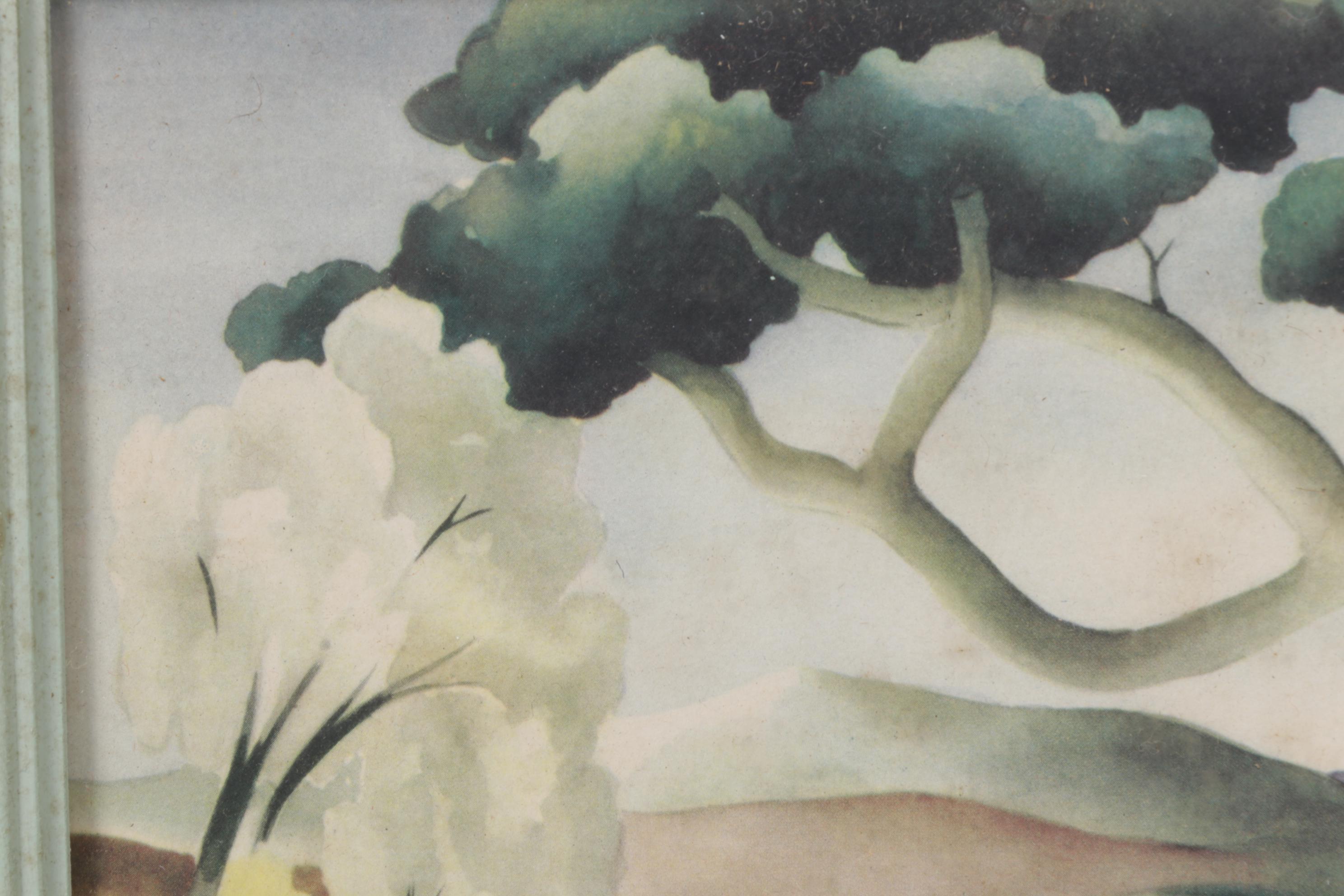 Bernard Picture Company Airbrush Stencil Prints of Rural Landscape, 1940s