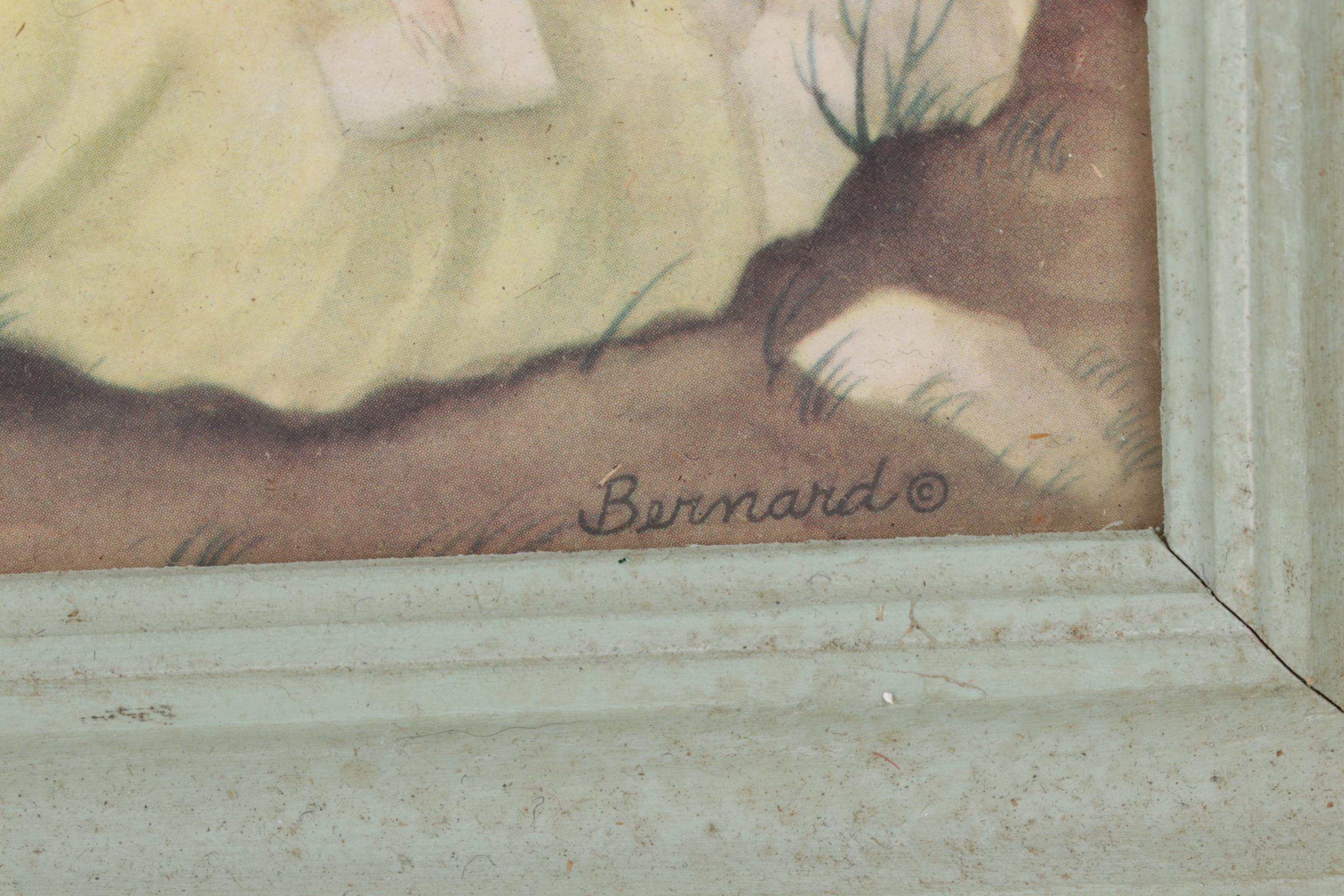 Bernard Picture Company Airbrush Stencil Prints of Rural Landscape, 1940s