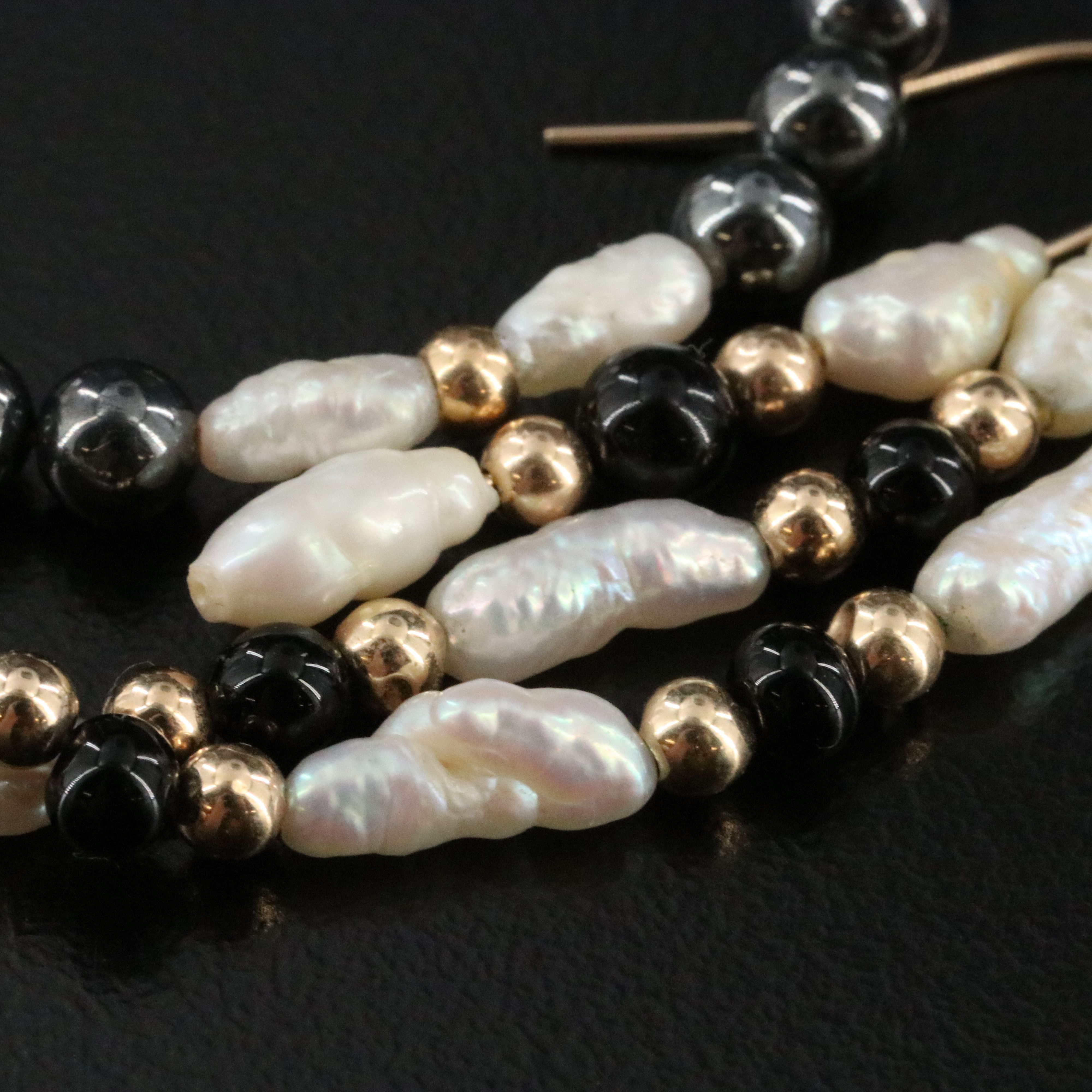 14K Pearl Jewelry Collection Featuring Black Onyx and Hematite
