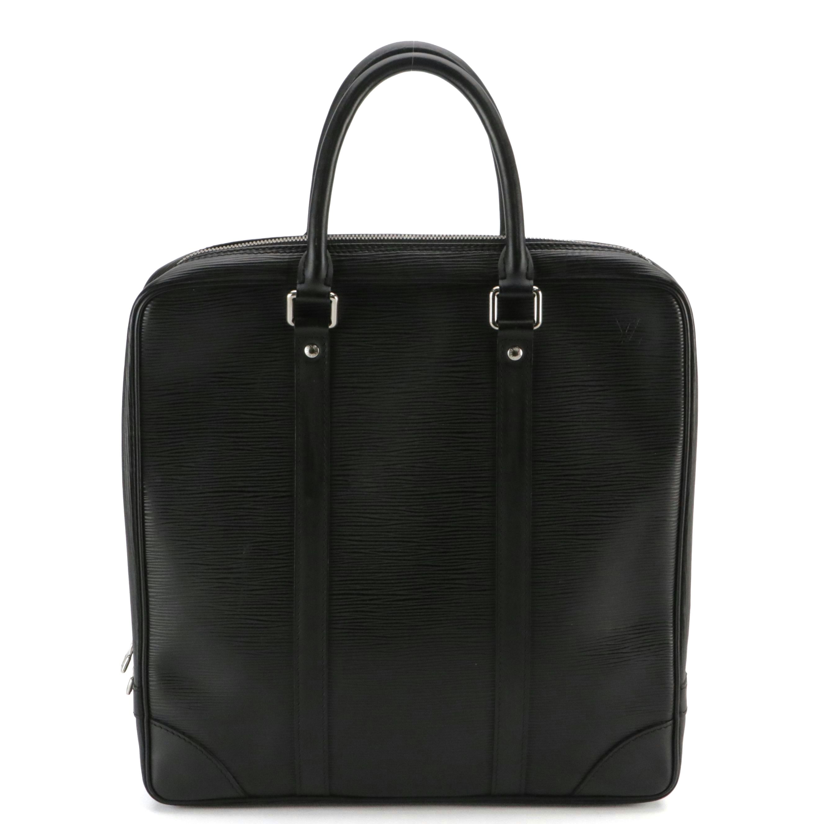 Louis Vuitton Vivienne MM Briefcase Bag in Black Epi and Smooth Leather