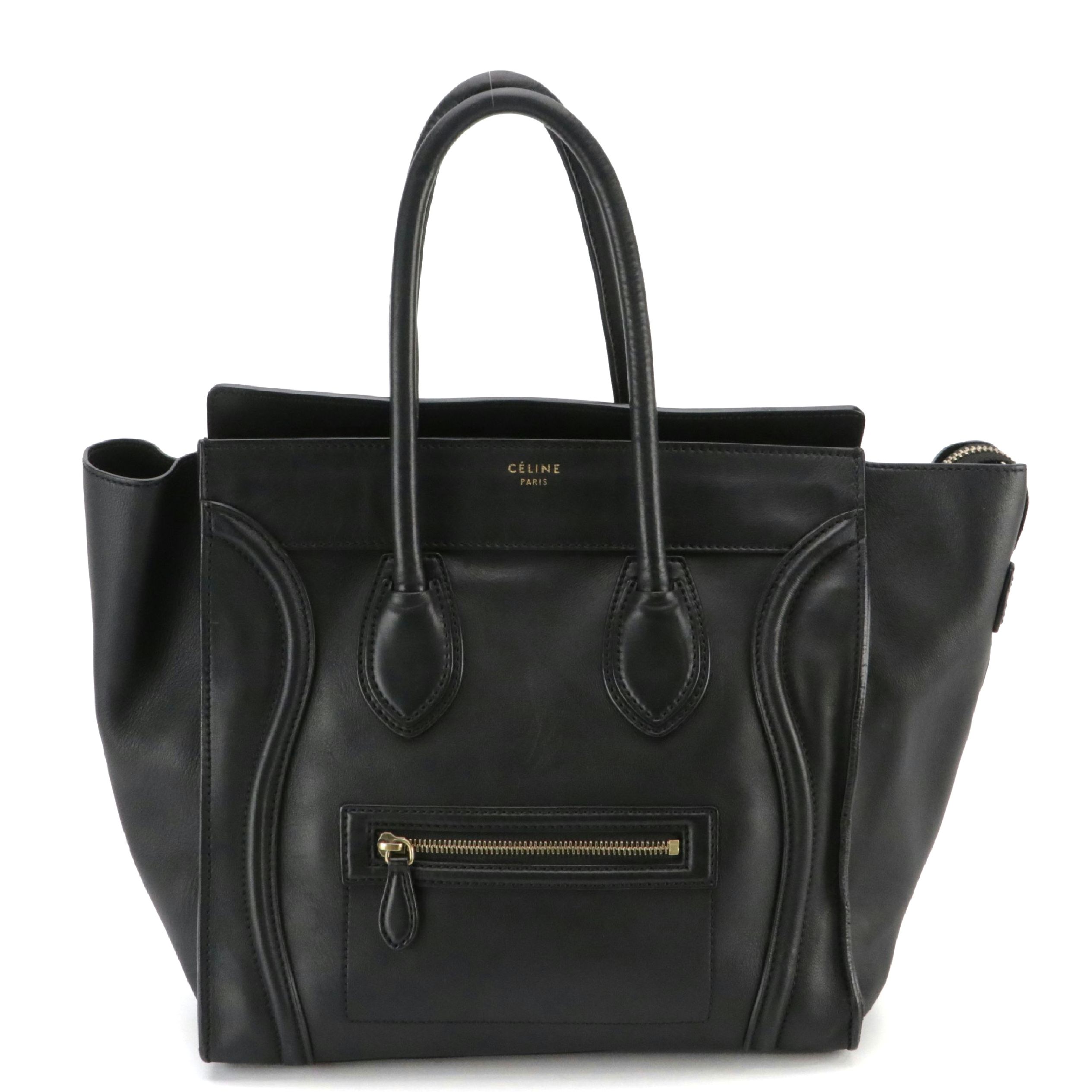 Celine Mini Luggage Tote Bag in Black Calfskin Leather