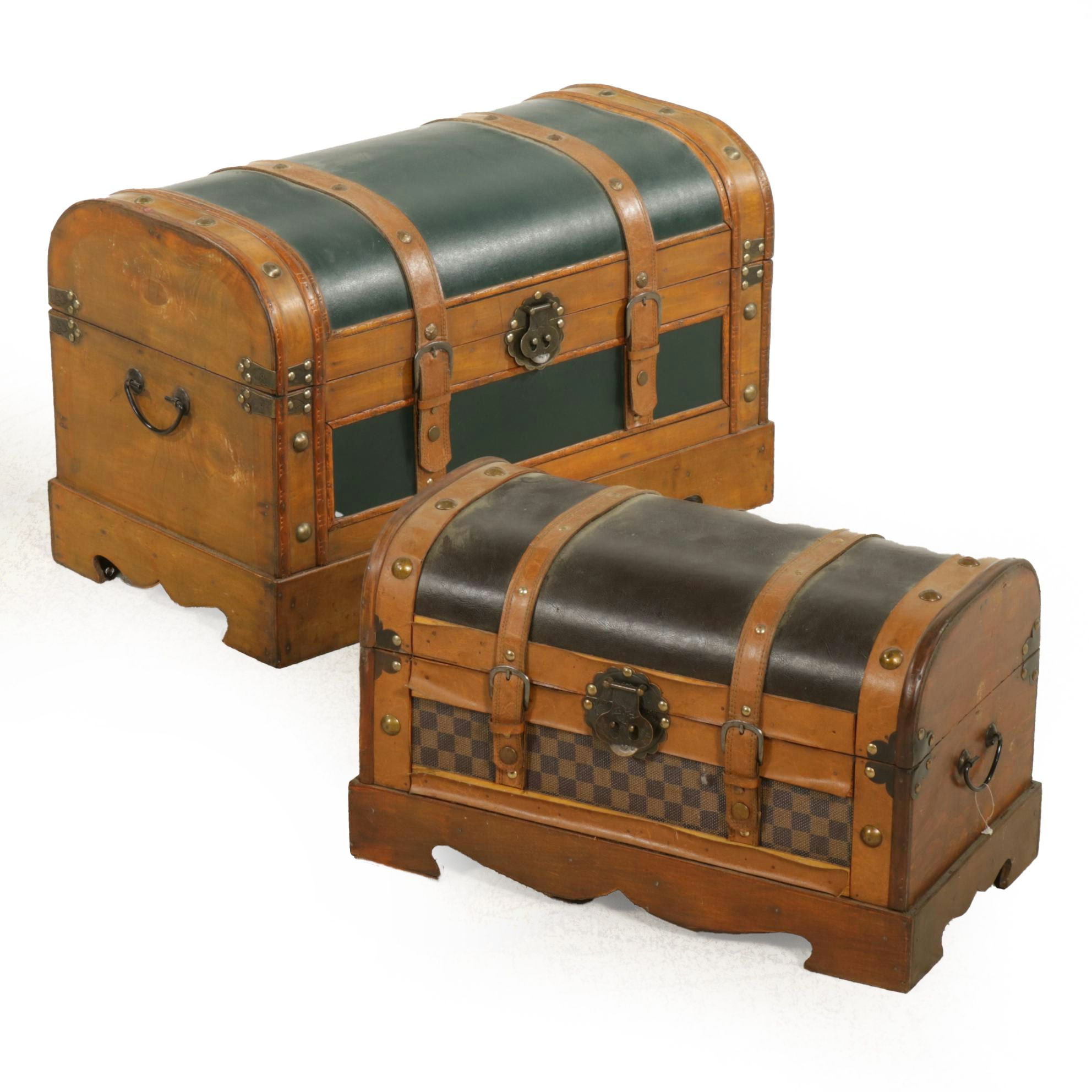 Faux Leather Nesting Storage Trunks, 21st Century