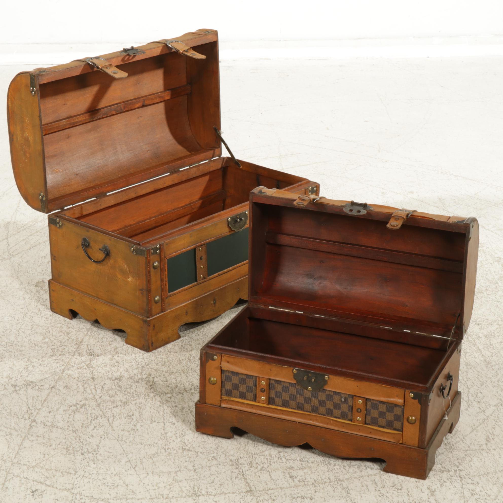 Faux Leather Nesting Storage Trunks, 21st Century